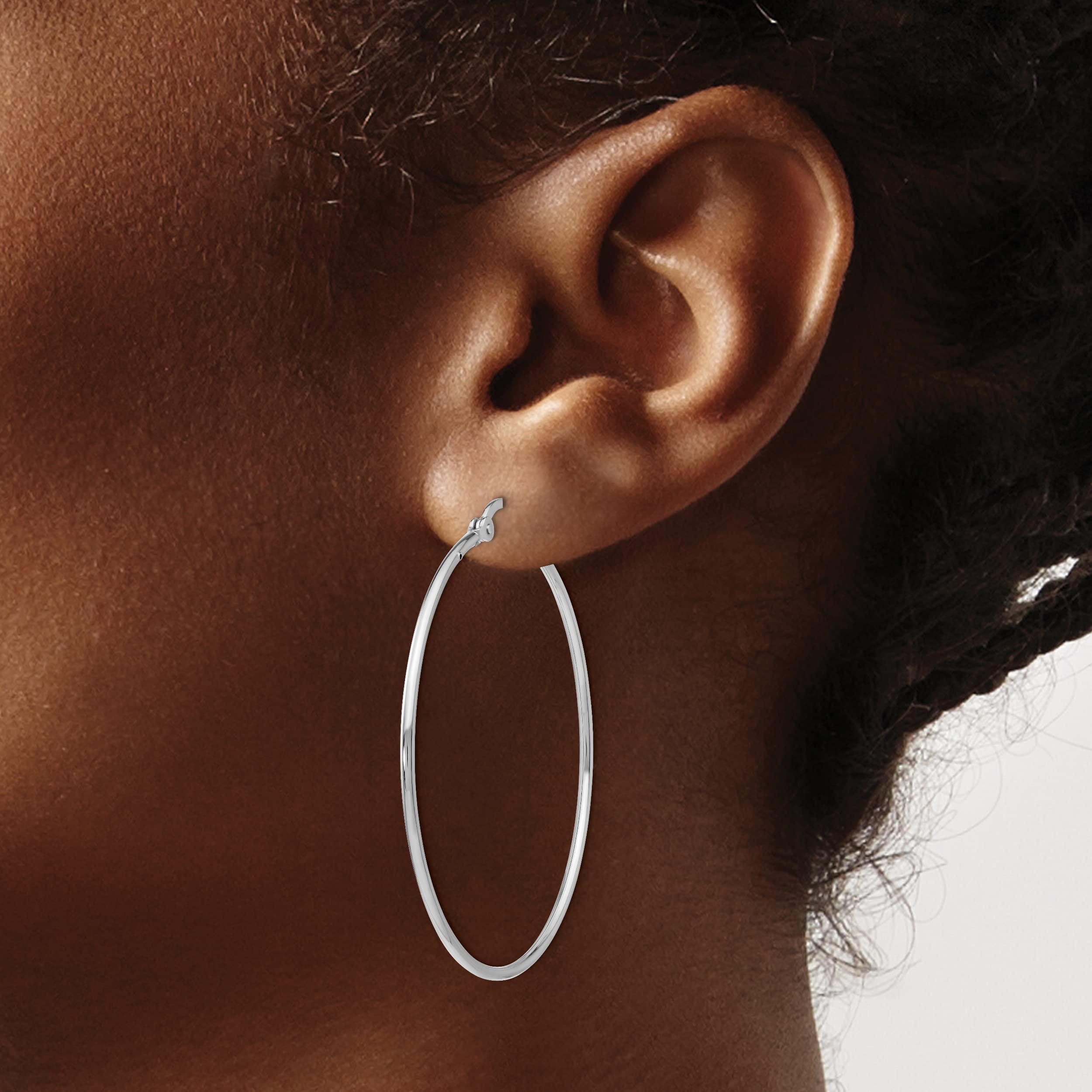 925 Sterling Silver Hinged Round Large Hoop Earrings for Women - Hypoallergenic Fashion Jewelry Gift - Perfect for Parties, Weddings & Everyday Wear