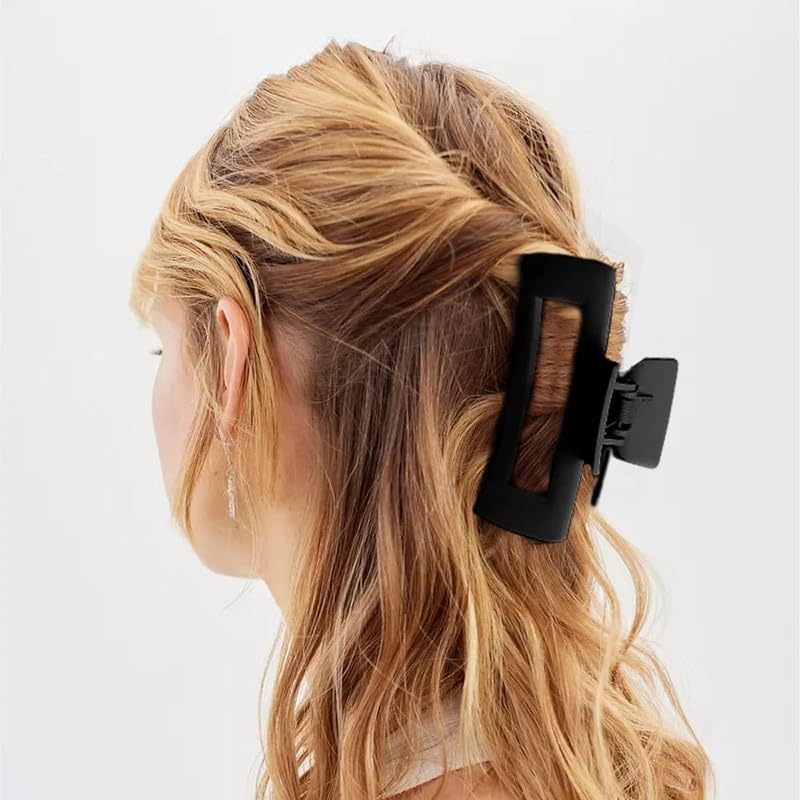 MINTA Extra Large Hair Claw Clips - 4-Pack Jumbo Matte Hair Clips for Thick & Long Hair, Strong Grip Non-Slip Hair Accessories (Neutral Colors) - Perfect for Women's Hairstyles, Ponytails & Updos