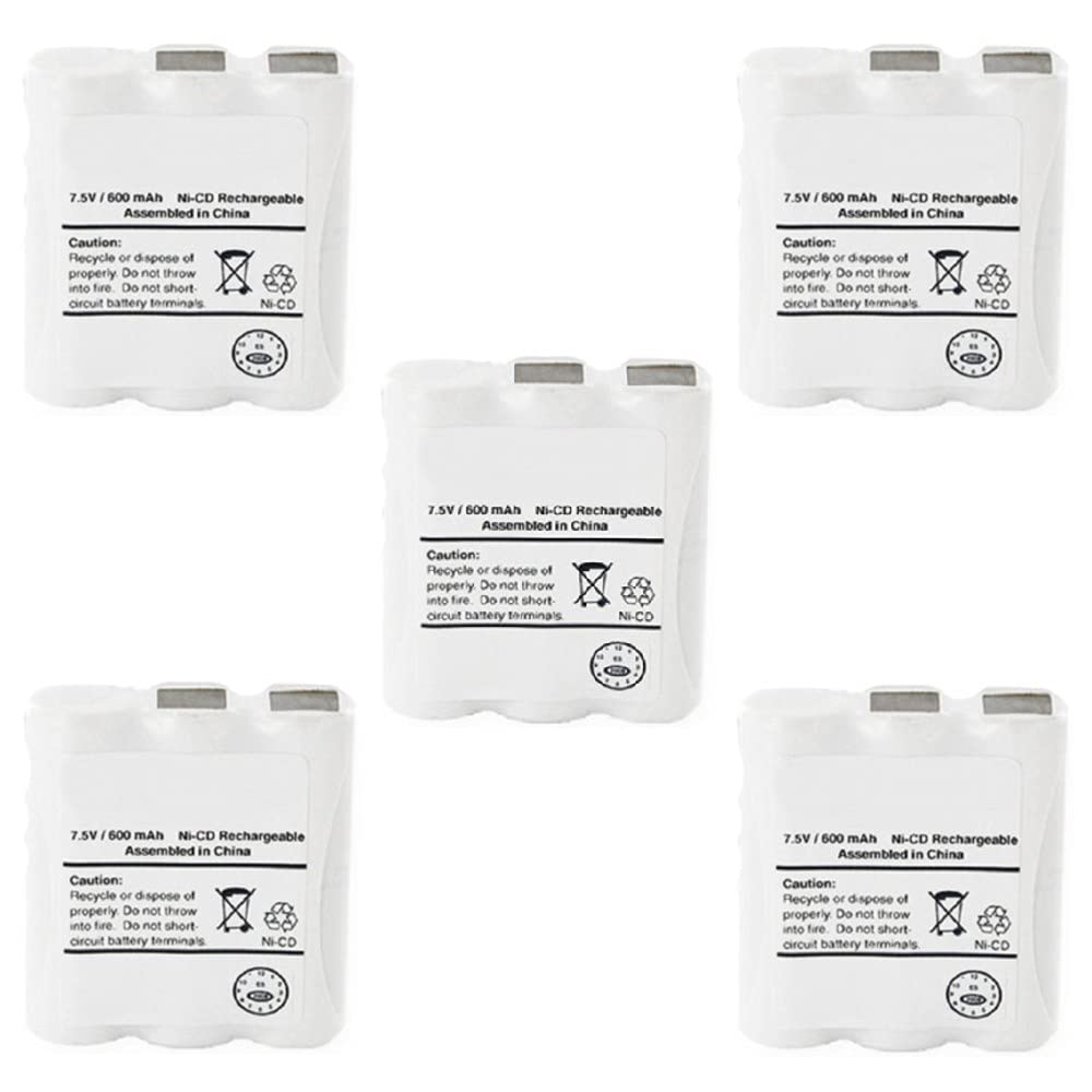 Synergy Digital 2-Way Radio Batteries for Motorola Spirit MV22 - Ni-CD 7.5V 600mAh Replacement Battery (Compatible with Motorola 6060937H01) - 5-Pack for Emergency, Construction & Outdoor Adventures
