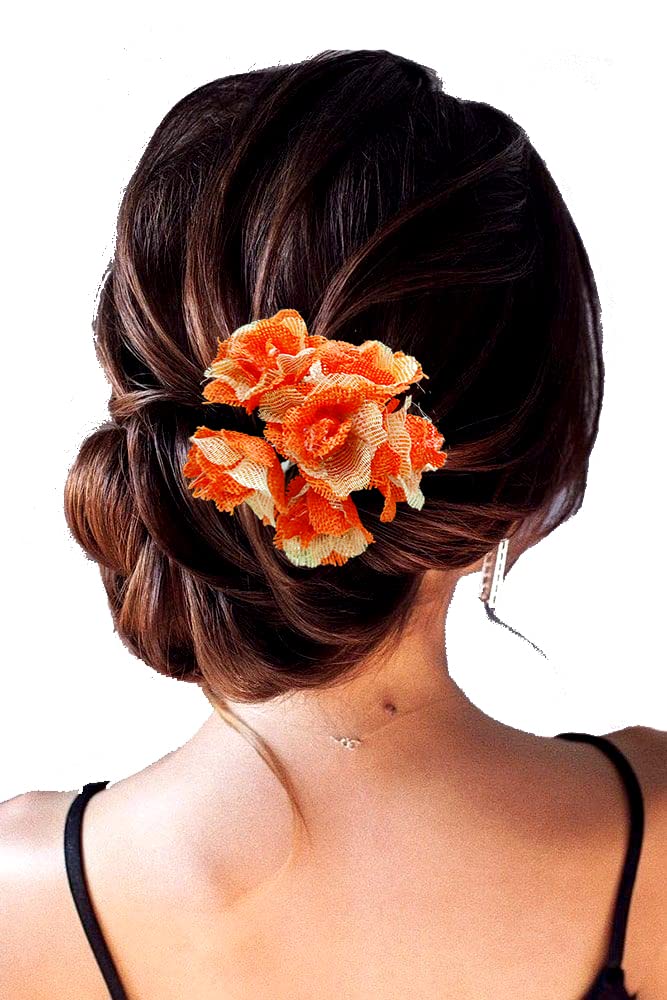 Elegant Orange Bridal Hair Pins for Women & Girls – Artificial Hair Accessories for Weddings, Prom & Special Events – Pack of 1