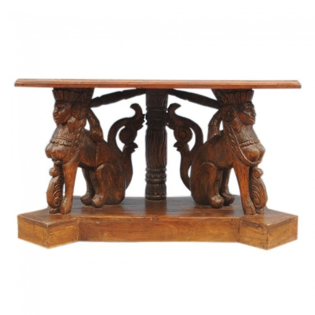 Hand Carved Unique Wooden Sculpture for Hall Table - Elegant Home Decor for Entryway, Living Room & Office