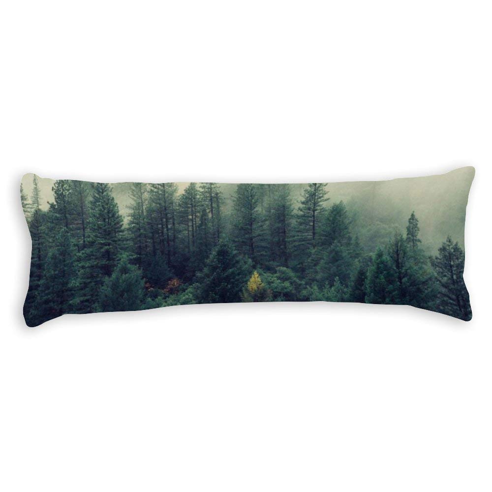 Premium Black Spruce Fir Forest Print Body Pillow Cover - 20x54 Inches with Zipper, Soft Cotton Pillowcase for Bed, Couch & Travel - Funny Gift Idea for Nature Lovers & Anime Fans
