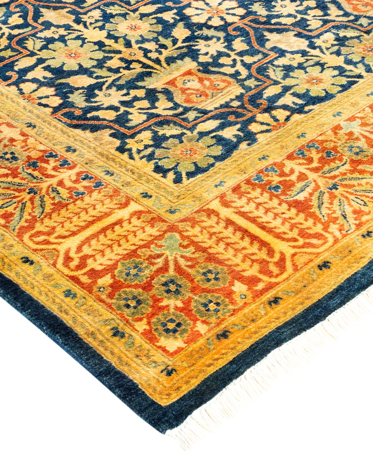 Handmade Blue Oriental Wool Area Rug 6x9 - Solo Rugs One of a Kind Hand Knotted Traditional Mogul Design for Living Room, Bedroom & Home Decor