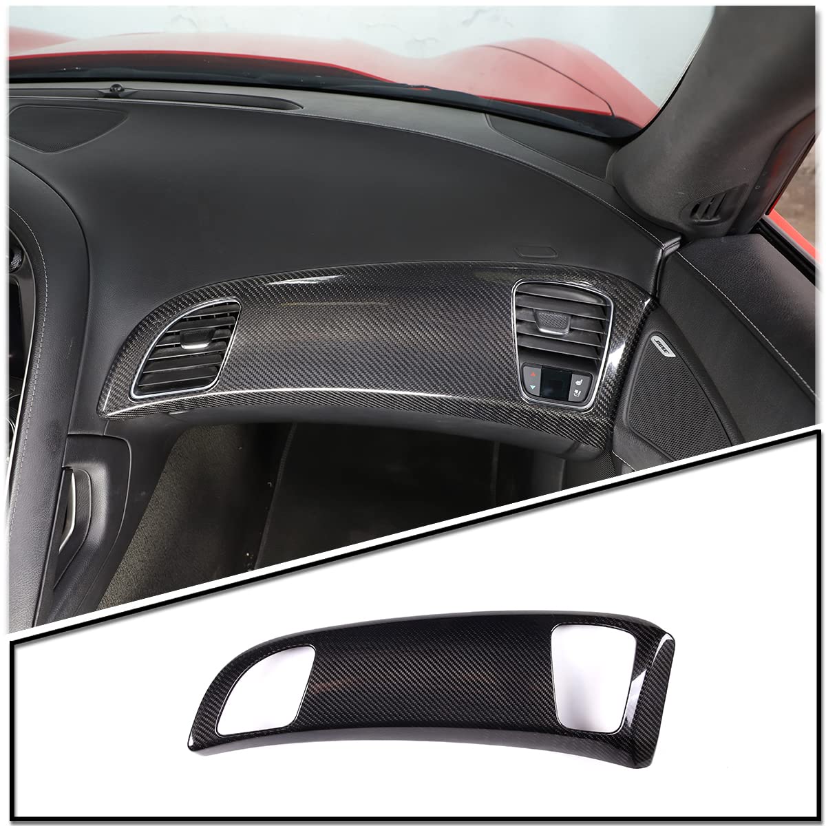 Premium ABS Chrome & Real Carbon Fiber Dashboard Panel Cover for Chevrolet Corvette C7 (2014-2019) - Interior Car Accessories Upgrade for Stylish Protection & Luxury Look