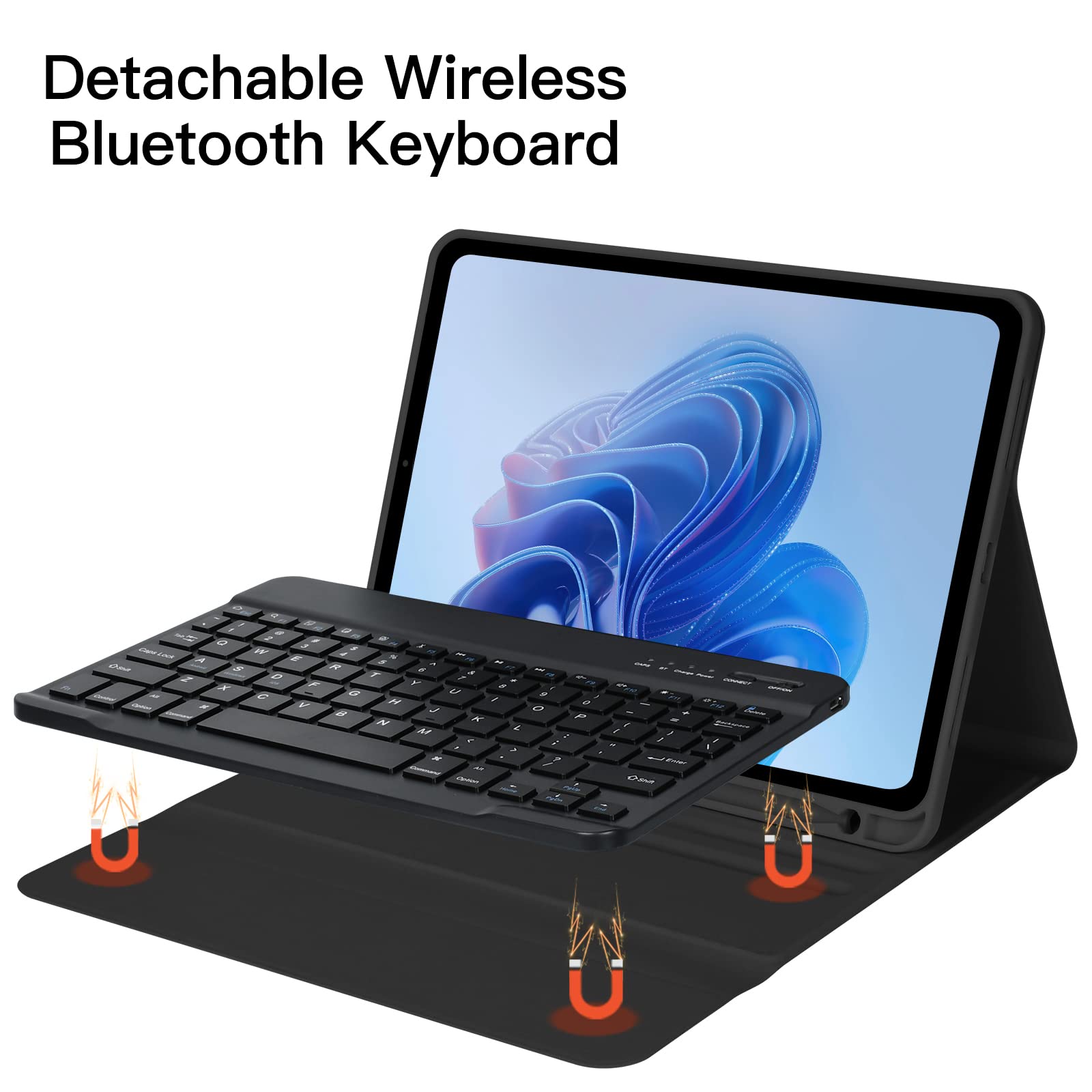 BQSS Wireless Keyboard Case for iPad Air 11 Inch (M2) 2024 & iPad Air 10.9 Inch 5th/4th Gen - Detachable Bluetooth Keyboard with Pencil Holder for iPad Air 4th 2020 & iPad Pro 1st Gen (Black) | Perfect for Work, Study & Travel