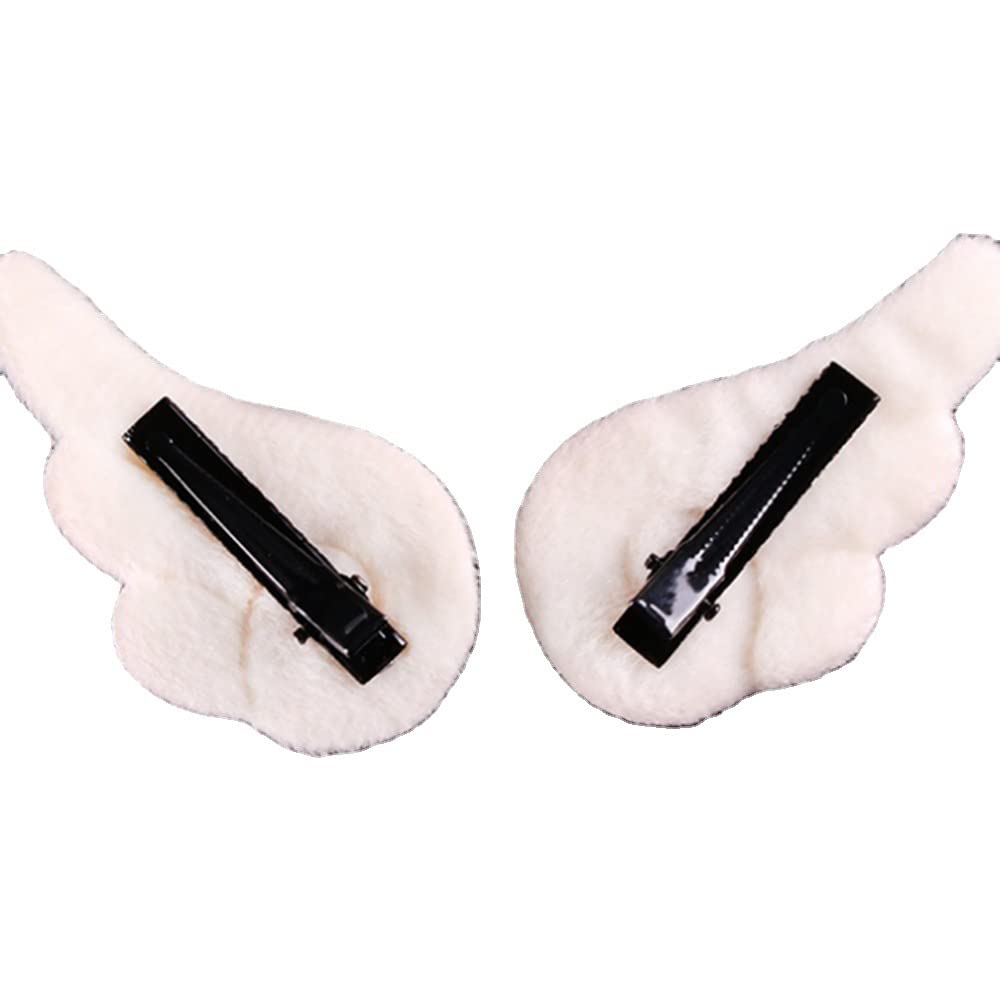 2 Pairs Angel Wings Hair Clips - Cute Non-Slip Plush Barrettes for Women & Girls (White & Pink) | Perfect for Halloween, Christmas & Kawaii Fashion Accessories