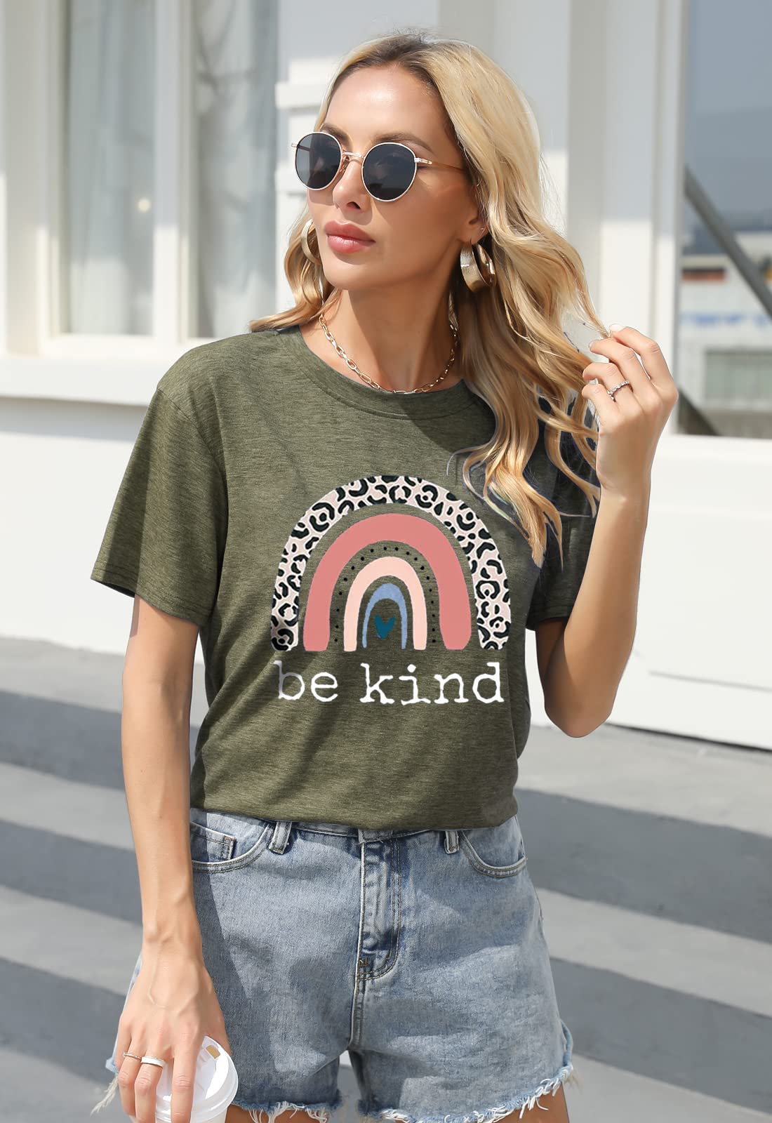 Be Kind Graphic T-Shirt for Women - Short Sleeve Summer Casual Top - Loose Fit Teacher Tee - Perfect for Classroom, Work, and Everyday Wear