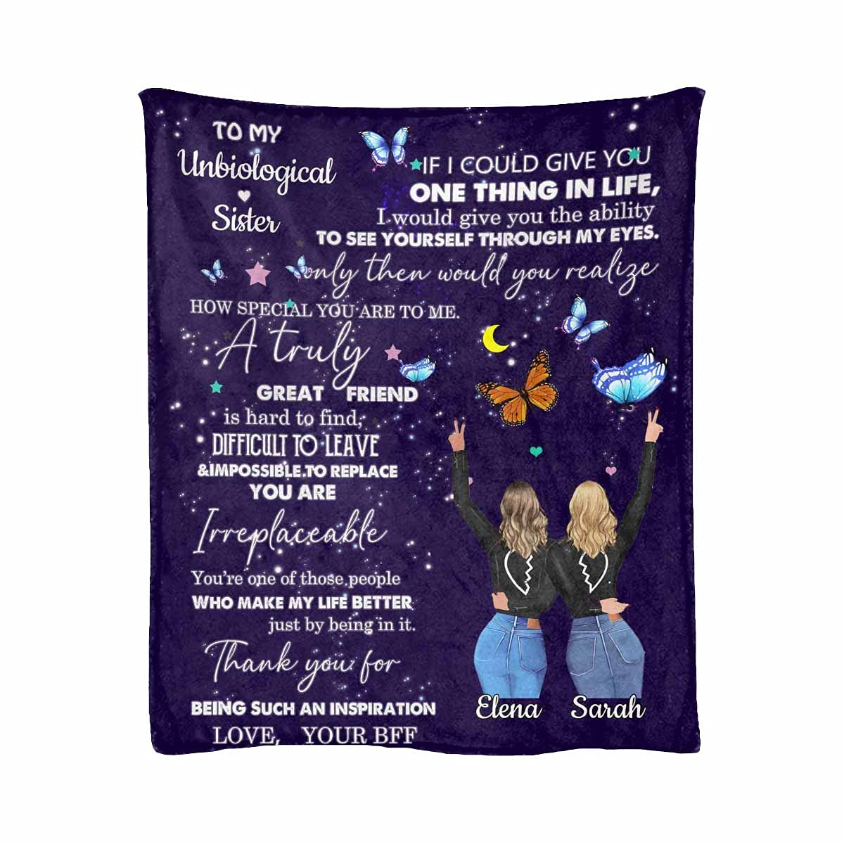 Custom Personalized Fleece Blanket for Sister - 40