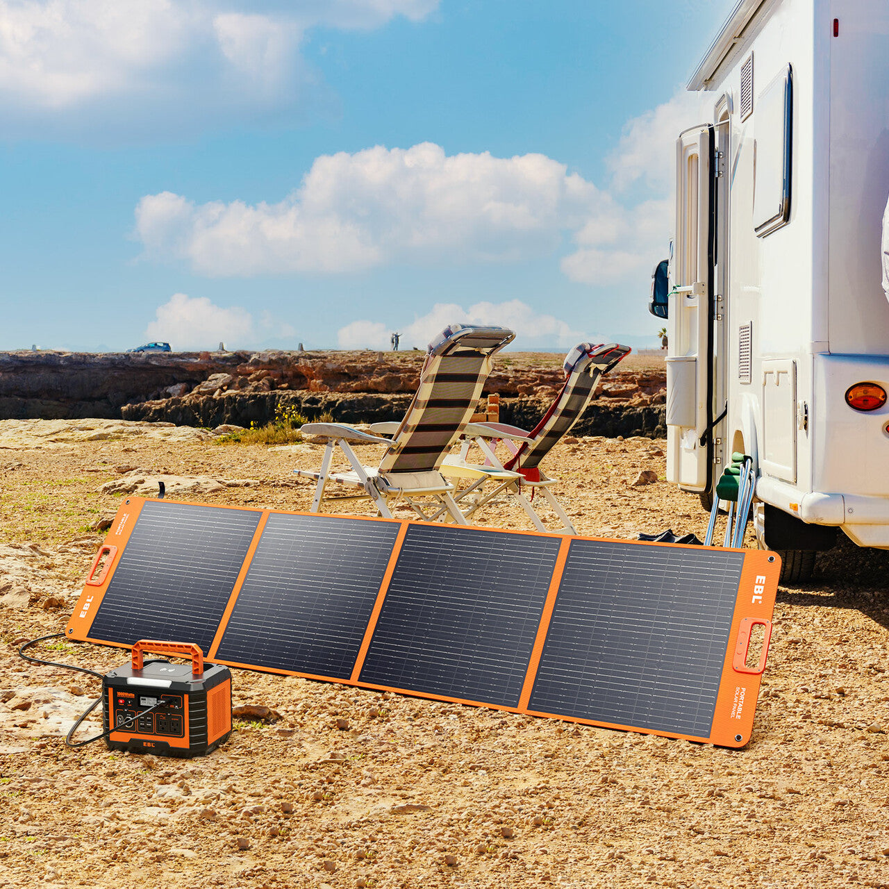 EBL 200W Portable Solar Panel Charger - Foldable Solar Power Bank for Camping, RV, Hiking & Outdoor Adventures - Waterproof & Lightweight Solar Charger for Phones, Laptops & Devices