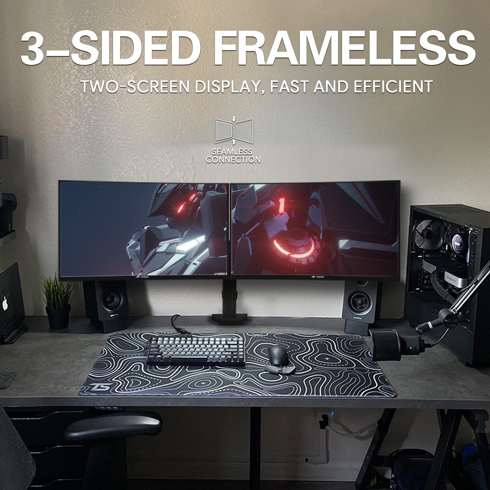 CRUA 27 Inch Curved Gaming Monitor - 1440P QHD, 144Hz/165Hz Refresh Rate, 99% sRGB, AMD FreeSync, VESA Mount (HDMI, DP) - Black | Perfect for Esports, Streaming & Home Office Setup