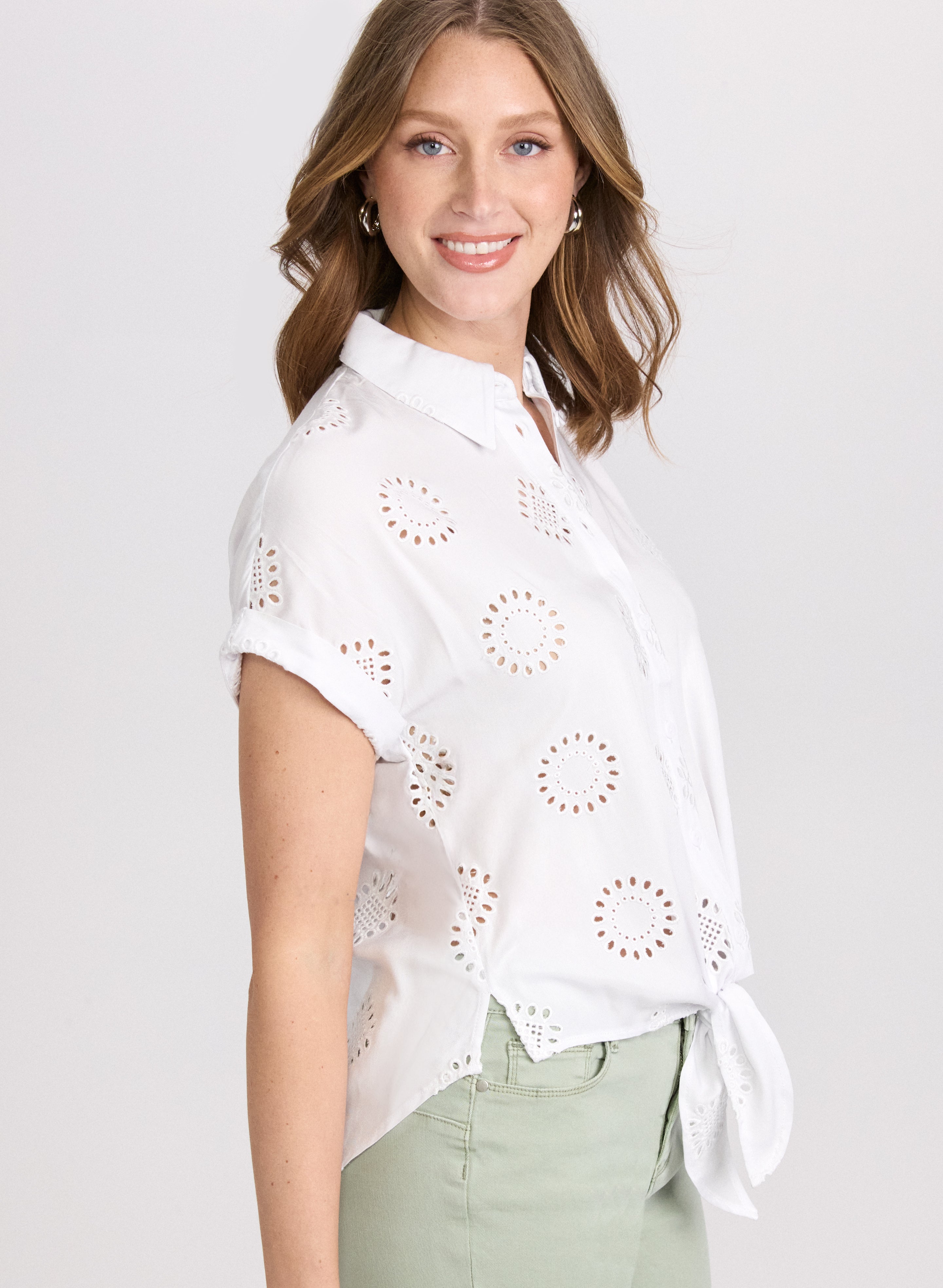 Stylish Embroidered Button Down Blouse for Women - Elegant Casual & Office Wear - Perfect for Work, Dates & Special Occasions