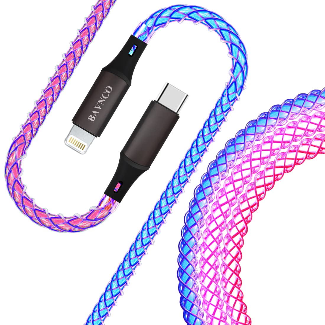 MFi Certified iPhone Fast Charger - 3.3ft USB C to Lightning Cable with RGB Gradient Light & Braided Design | Compatible with iPhone 14/13/12/11 Pro Max/X/8/7 Plus | Perfect for Night Charging, Gaming & Travel Accessories