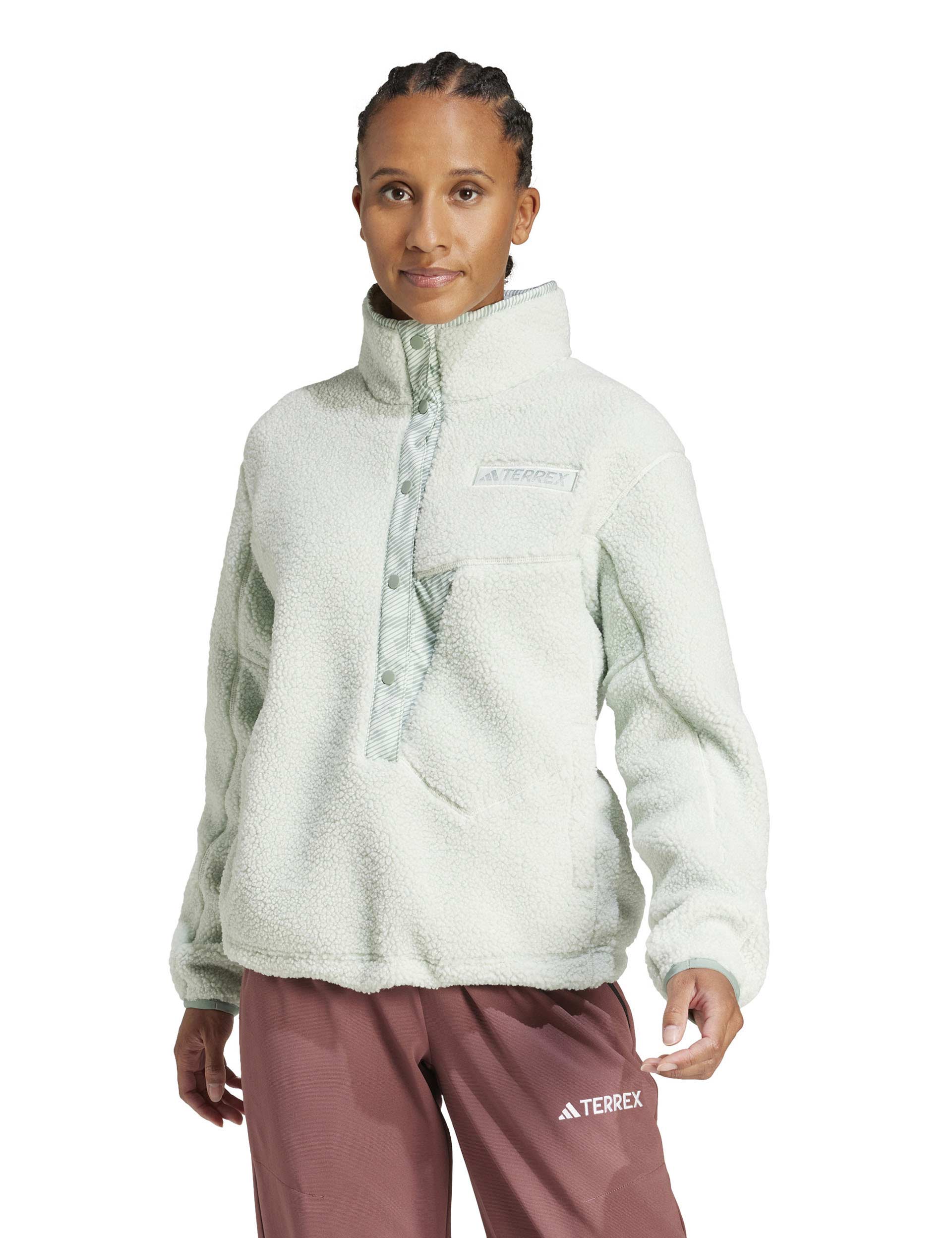Terrex Xploric High Pile Fleece Pullover Sweatshirt - Linen Green | Warm Winter Outdoor Hoodie for Hiking, Camping & Cold Weather Activities