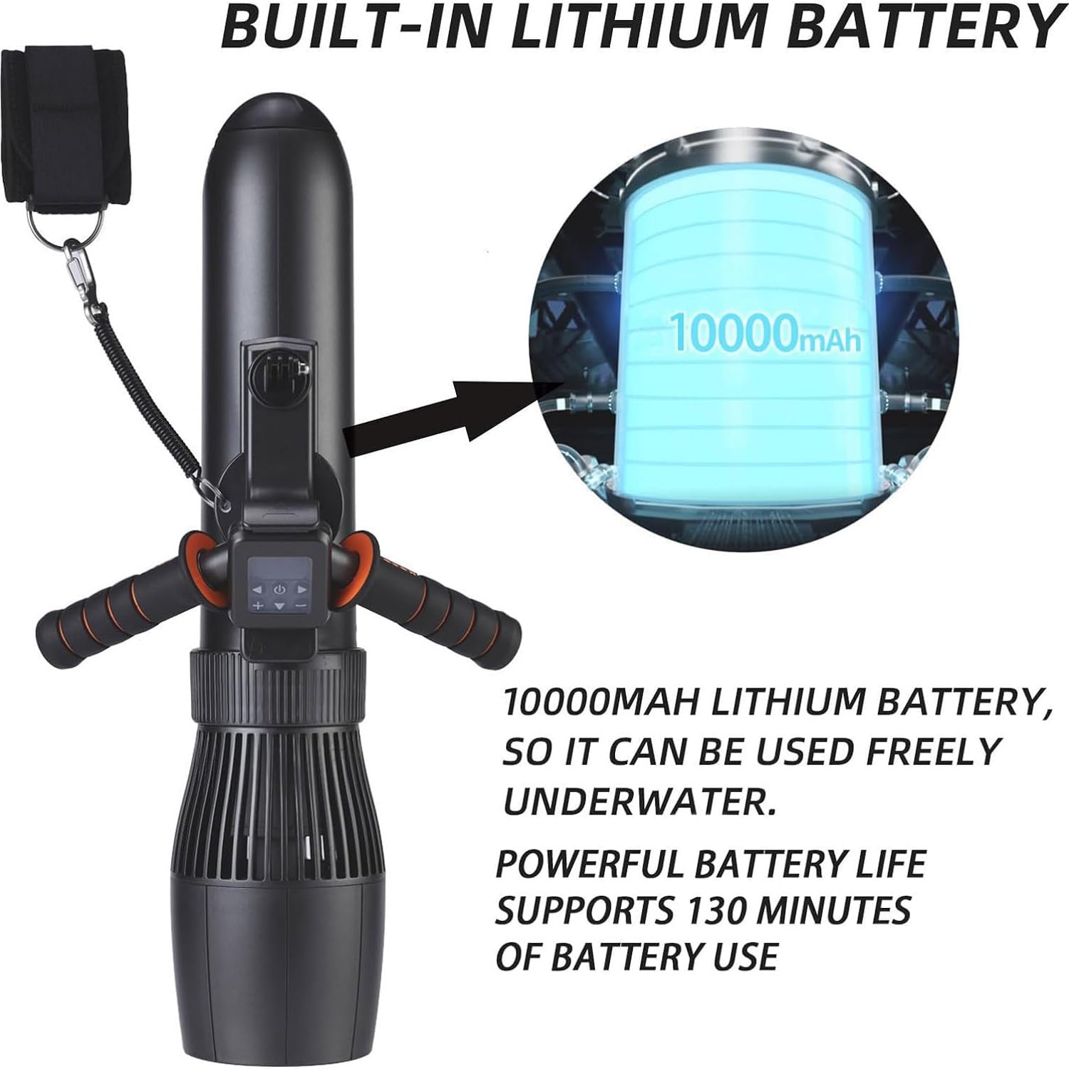 BAOSHIDAER 130mins Brushless Underwater Scooter - 10Km/h Electric Diving Thruster for Snorkeling, Scuba Diving & Water Sports | Portable Sea Scooter for Kayaks, Inflatable Boats & Paddle Boards (10000mAh Battery with Handle) | Perfect for Beach Vacations, Pool Parties & Underwater Exploration