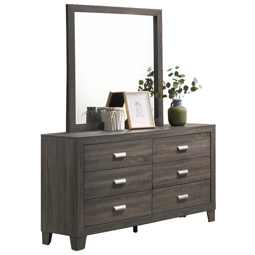Premium Gray Wooden Dresser with Mirror - Modern Bedroom Furniture for Home Decor & Storage | Perfect for Master Bedroom, Guest Room, or Nursery Organization
