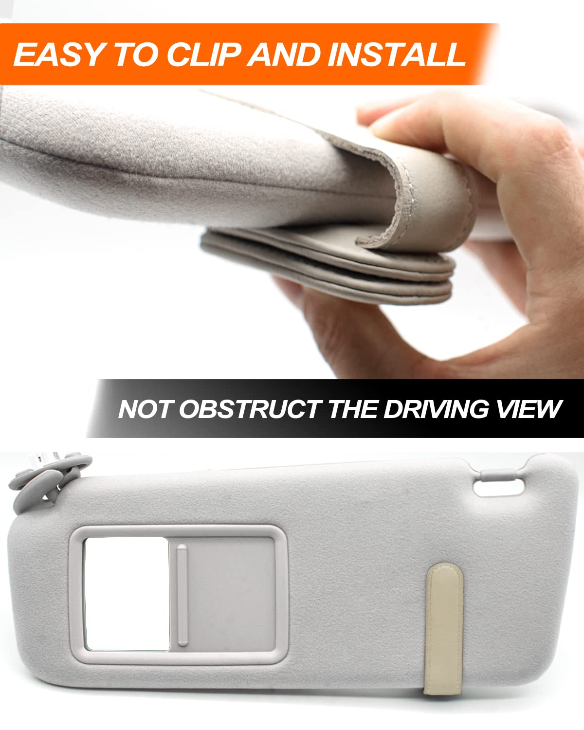 Magnetic Leather Sunglass Holder for Car Visor - Beige Car Interior Accessories | Eyeglass Hanger & Organizer for Sunglasses Storage | Perfect for Road Trips, Commuting & Daily Driving