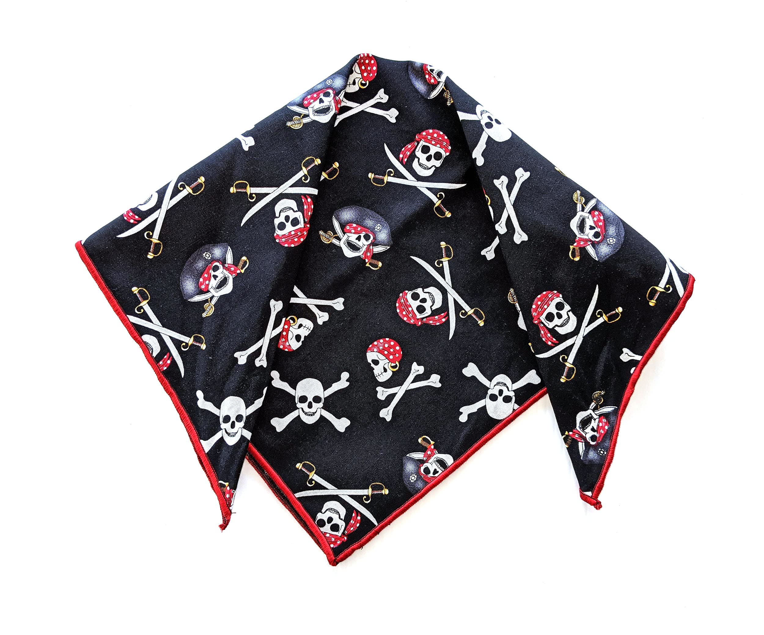 Pirate Skull & Bones Dog Bandana - Adjustable Triangle Pet Bandana for Dogs & Cats, X-Large Pet Neckwear for Halloween, Pirate Parties & Costume Events - Perfect for Pet Photos, Dress-Up & Themed Occasions