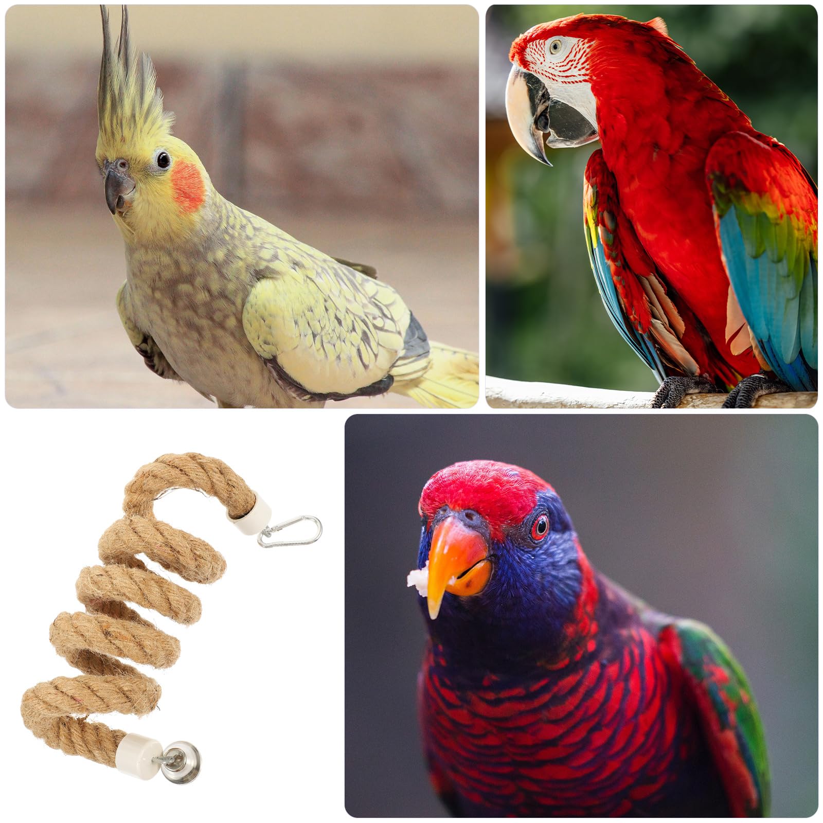 Parrot Swing & Chew Toys - 1m Jute Rope Perch for Parakeets - Climbing & Play