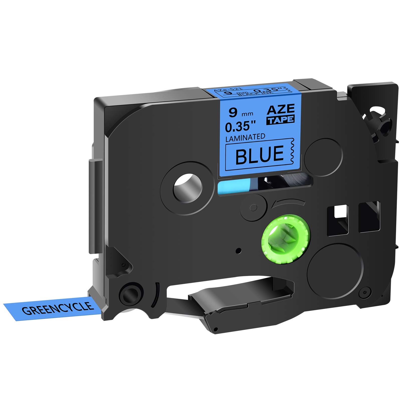 GREENCYCLE Compatible Brother TZe-521 TZe521 TZ521 TZ-521 AZE Tape - 9mm (0.35 Inch) Black on Blue Laminated Label Tape - 60 Pack for PTD210 D400AD D600 PT-H100 PTH110 PT1290 PT-1230PC - Perfect for Office Labeling, Shipping & Organization