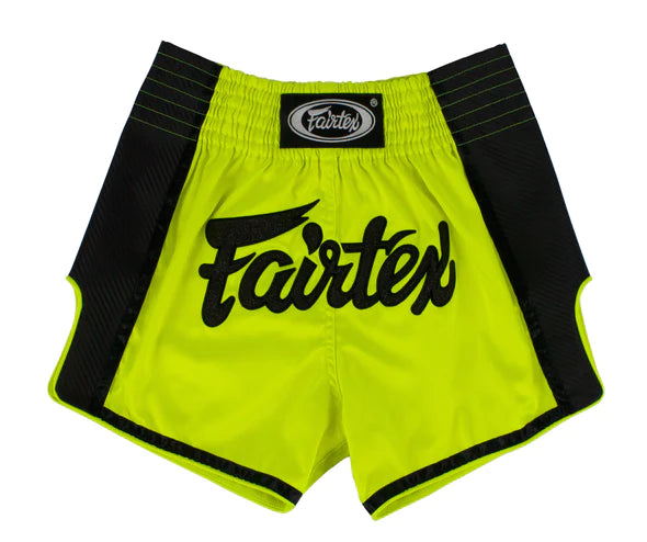 Fairtex Lime Green Slim Cut Muay Thai Boxing Shorts - Lightweight MMA Training & Competition Shorts for Kickboxing, Muay Thai, Martial Arts