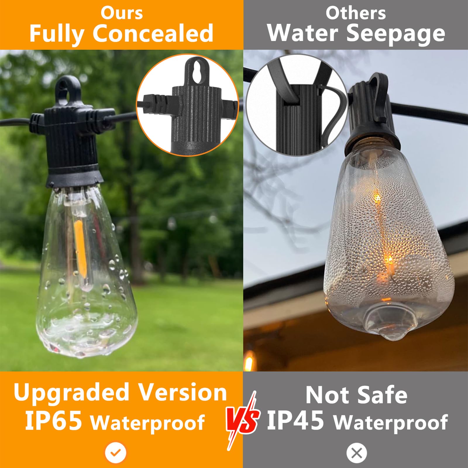 ZOTOYI 200FT Outdoor LED String Lights - Waterproof IP65, 104 Shatterproof ST38 Bulbs (4 Spare Included) - 2700K Warm White - Perfect for Patio, Backyard, Garden, Bistro & Wedding Decor (2-Pack 100FT Each)