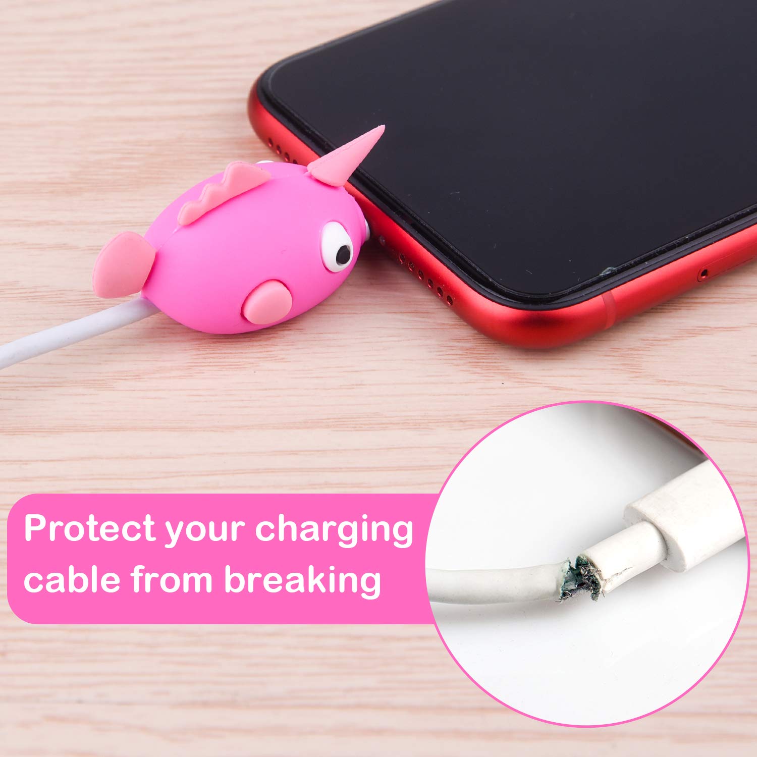 TUPARKA 18pcs USB Lightning Cable Protector - Cute Fish Animal Design Charging Cable Saver for iPhone, Android Phones - Durable Plastic Phone Accessory to Protect USB Charger from Damage | Perfect for Home, Office, Travel & Daily Use