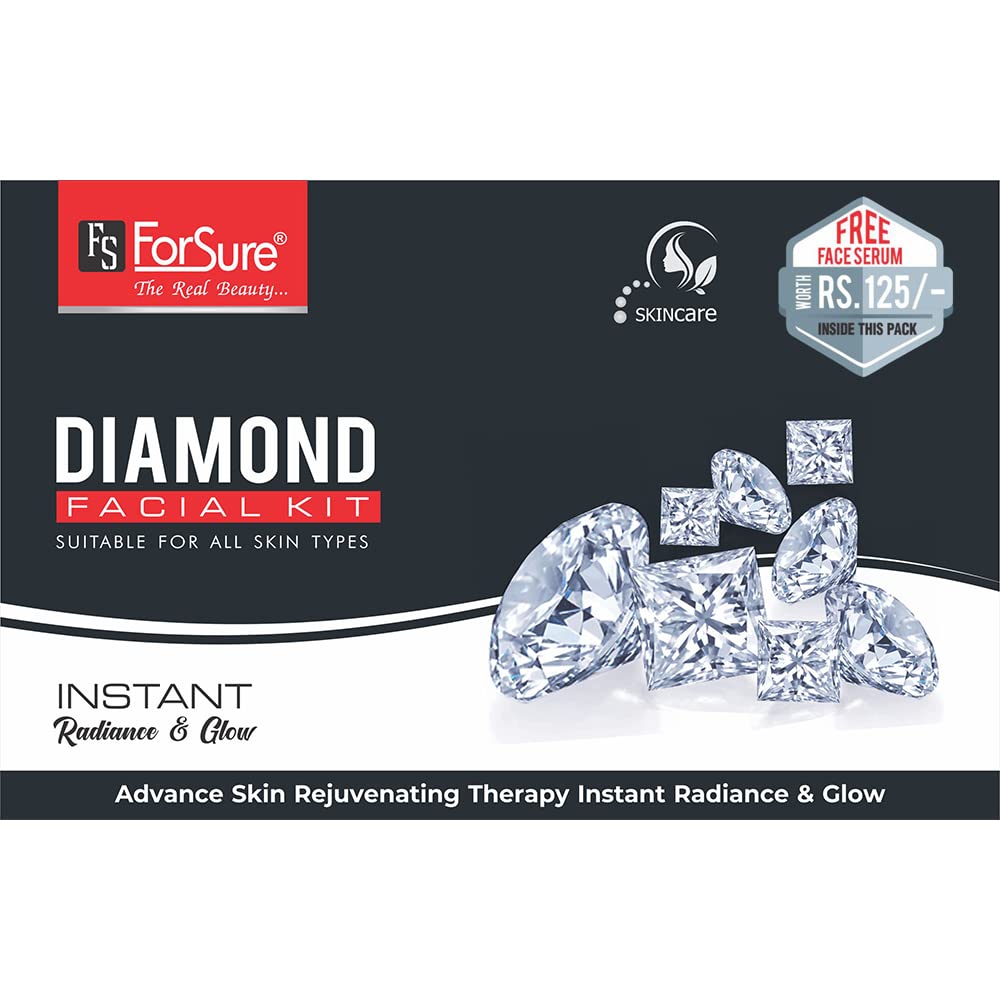 ForSure® Diamond Facial Kit 5-Piece Skin Care Set - Deep Cleanser, Exfoliating Scrub, Nourishing Gel, Whitening Cream & Mask Pack with FREE Anti-Aging Serum (80g) - Perfect for Daily Skincare Routine & Spa-Like Glow at Home