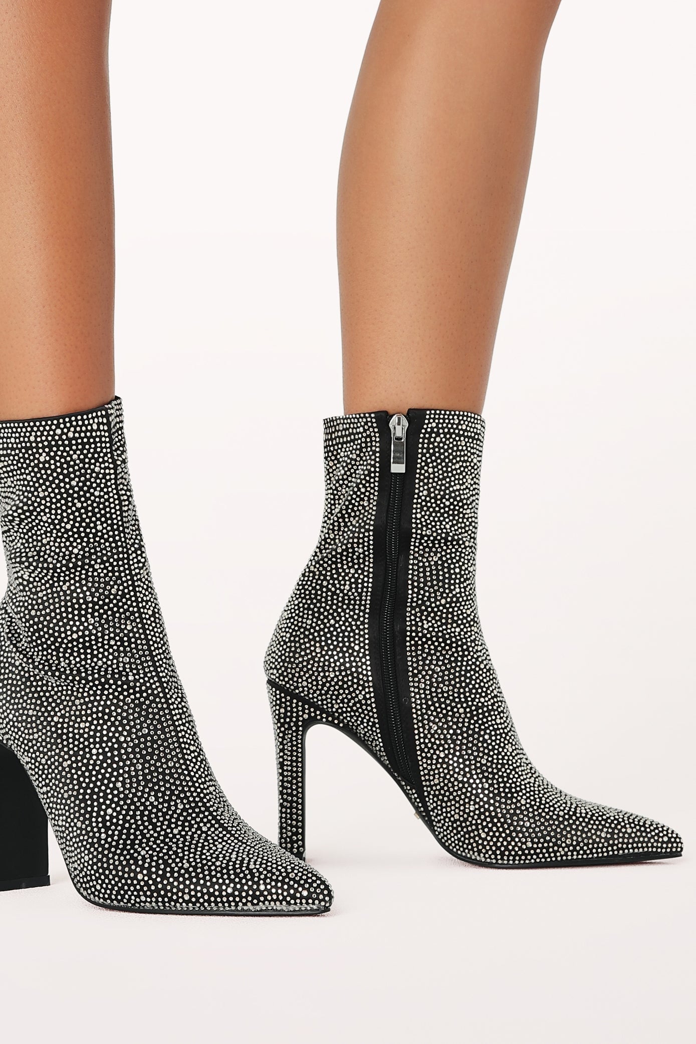 Brittany Women's Black Rhinestone Ankle Boots - Stylish & Comfortable for Casual Outings, Parties & Work