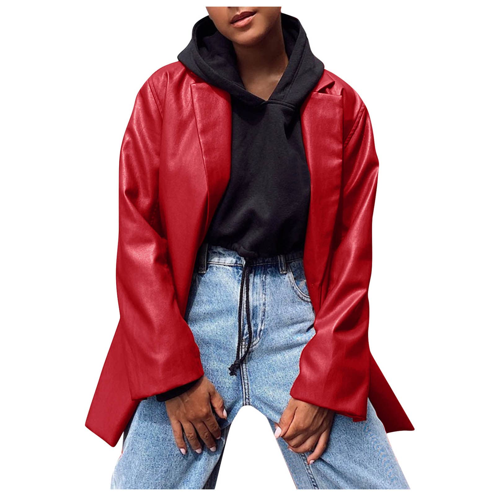Women's Lightweight Blazer Jacket - Solid Color Basic Cardigan with Lapel & Pocket - Long Sleeve Button Down Office Coat for Business Casual & Professional Outfits