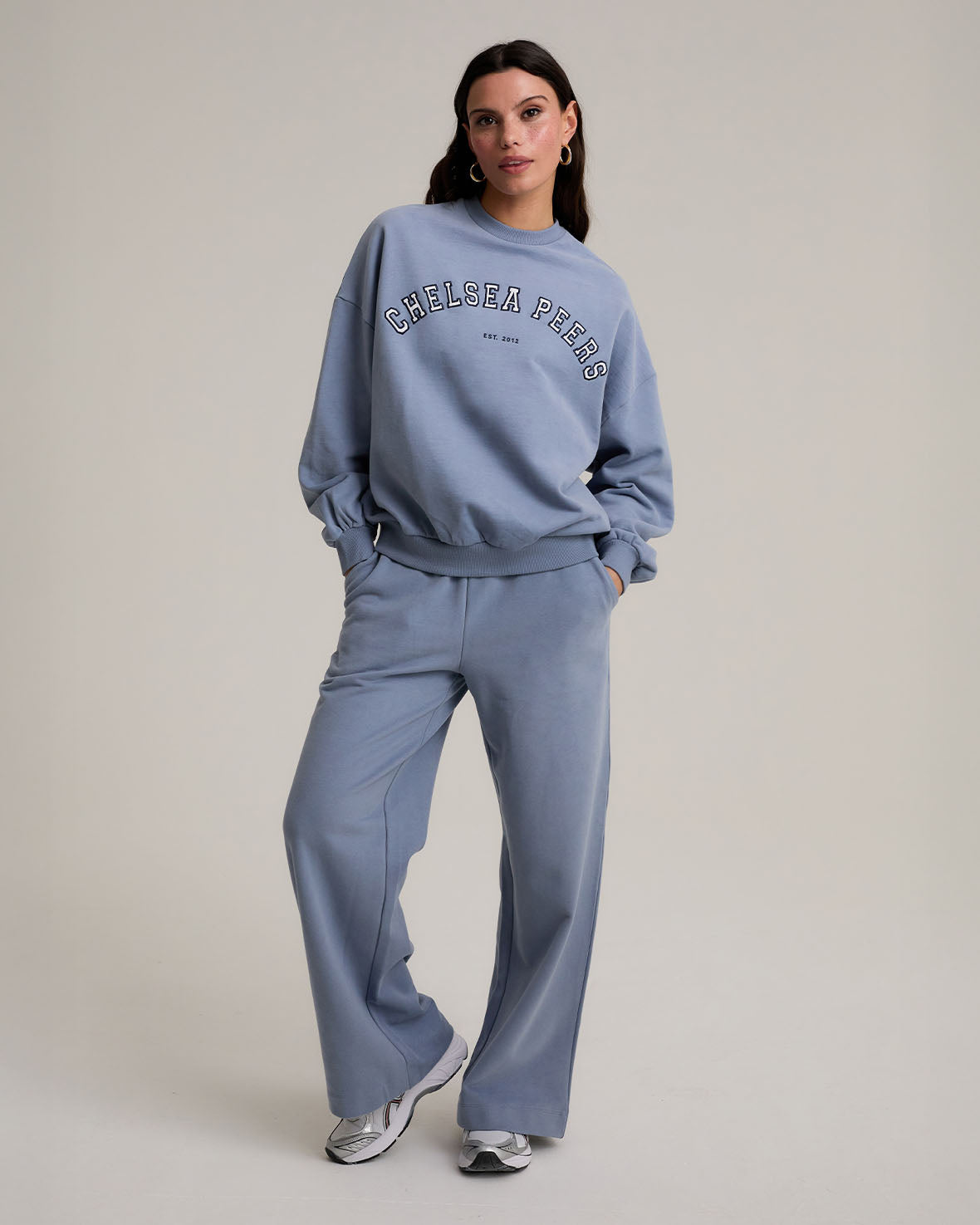 Organic Cotton Embroidered Logo Sweatshirt for Women - Soft & Comfortable Pullover Hoodie in Petrol Blue - Perfect for Casual Wear, Lounge & Street Style Fashion