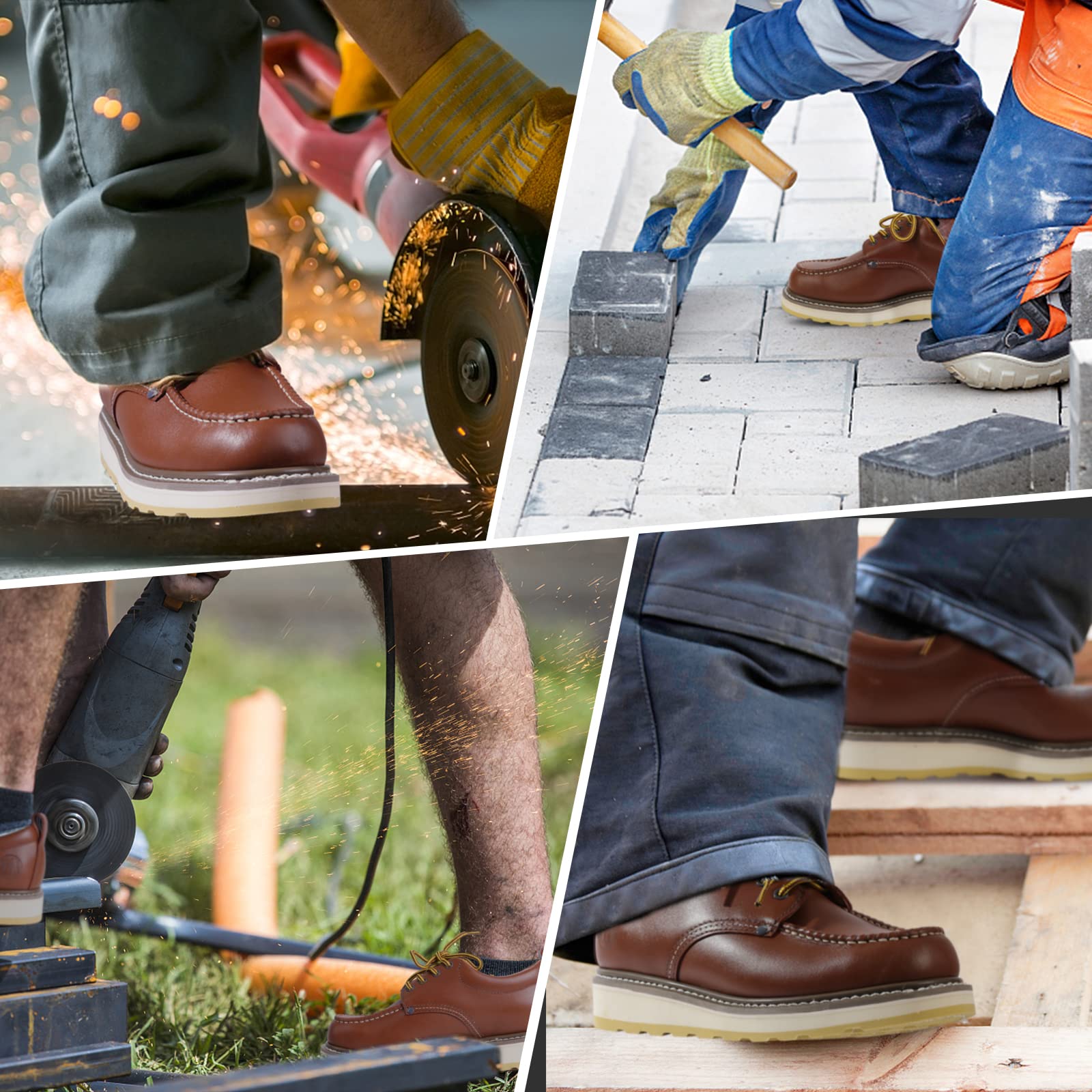 Slip Resistant Work Shoes for Men - Durable & Breathable Safety Shoes with Soft Toe | Comfortable Non-Slip Work Boots for Construction, Warehouse & Outdoor Jobs