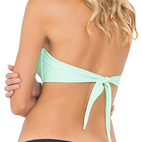 Luli Fama Women's Sexy V-Cut Net Bandeau Bikini Top - Swimwear for Beach, Pool & Vacation | Flattering Push-Up Design for Summer