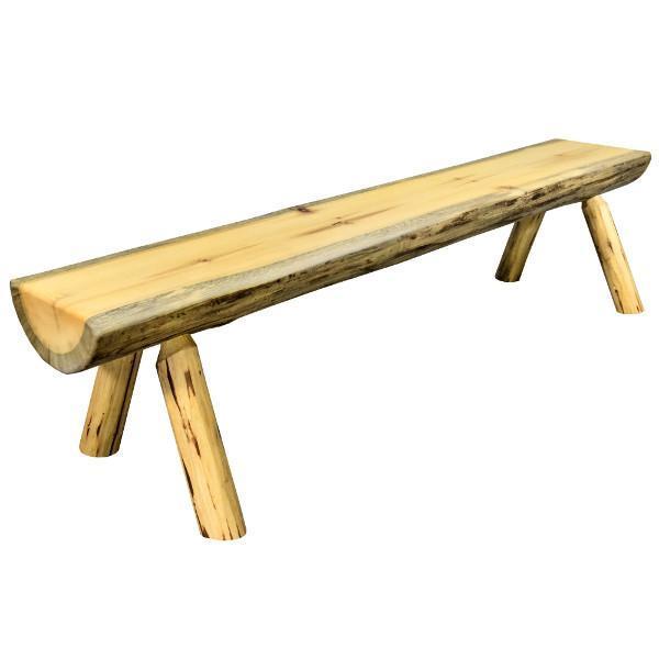 Rustic Half Log Plank Bench - Natural Wood Outdoor Seating for Garden, Patio, and Backyard Decor - Perfect for Camping, Picnics, and Relaxation