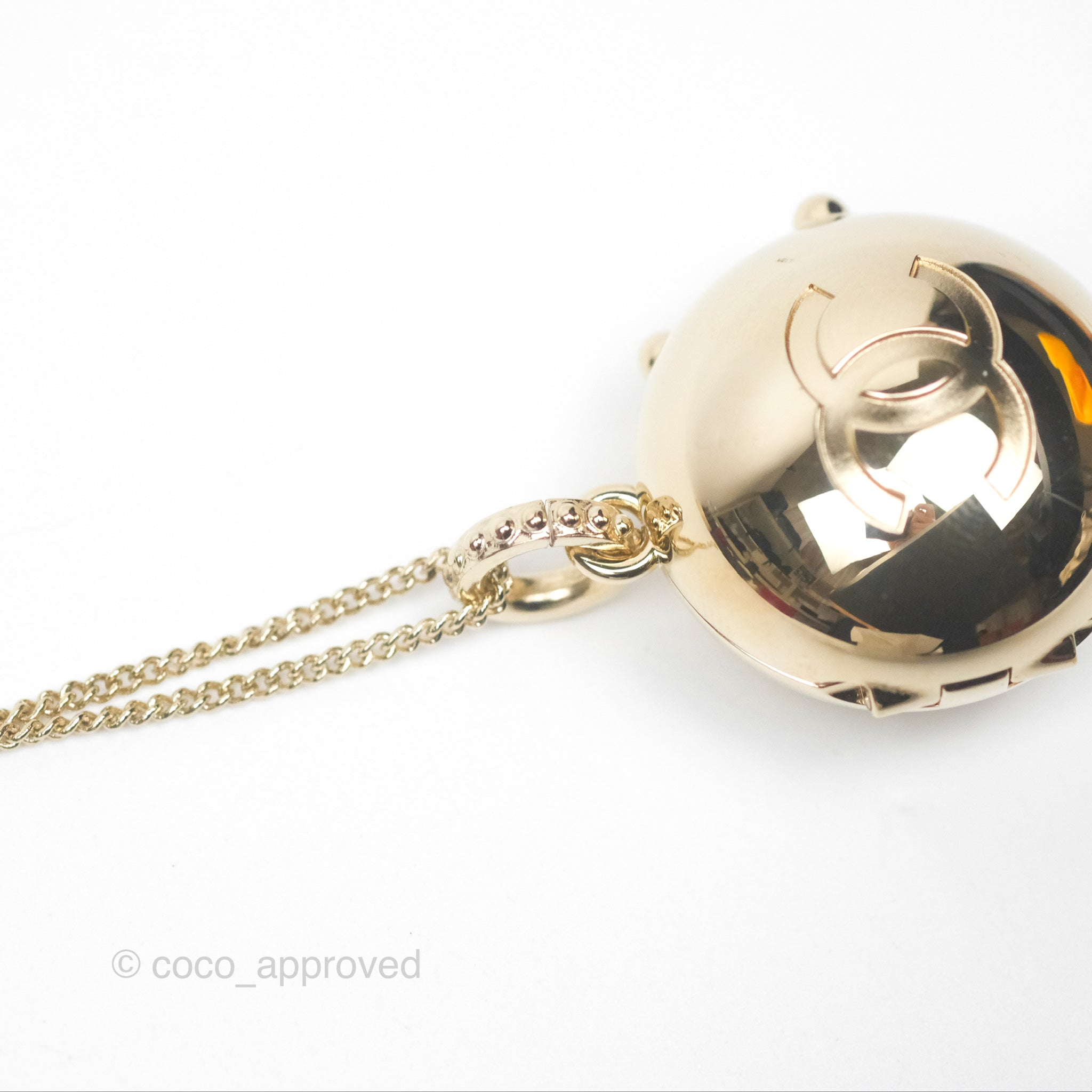 Chanel CC Sphere Locket Necklace in Gold Tone - Elegant Pendant for Women, Perfect for Parties, Weddings & Special Occasions
