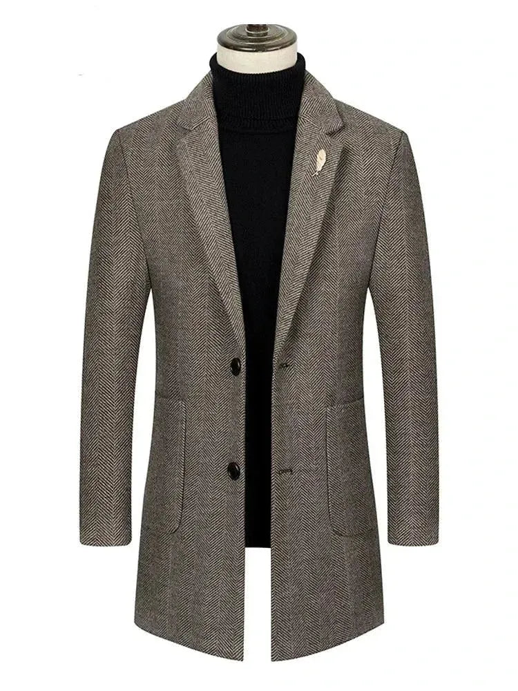 Single-Breasted Men's Coat - Classic Slim Fit Wool Overcoat for Business & Formal Wear | Perfect for Office, Weddings & Winter Outfits