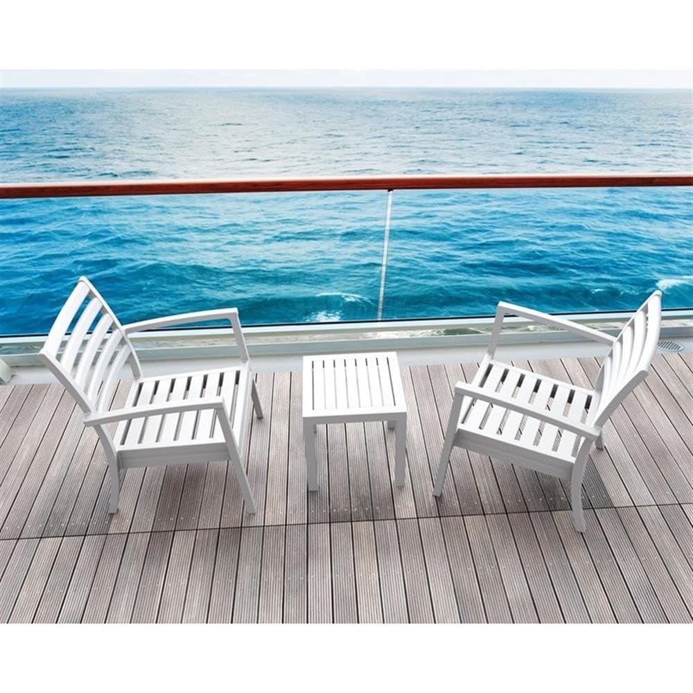 White 2-Piece Square Resin Patio Side Table Set by Home Square - Perfect for Outdoor Lounging, Poolside Relaxation & Garden Decor