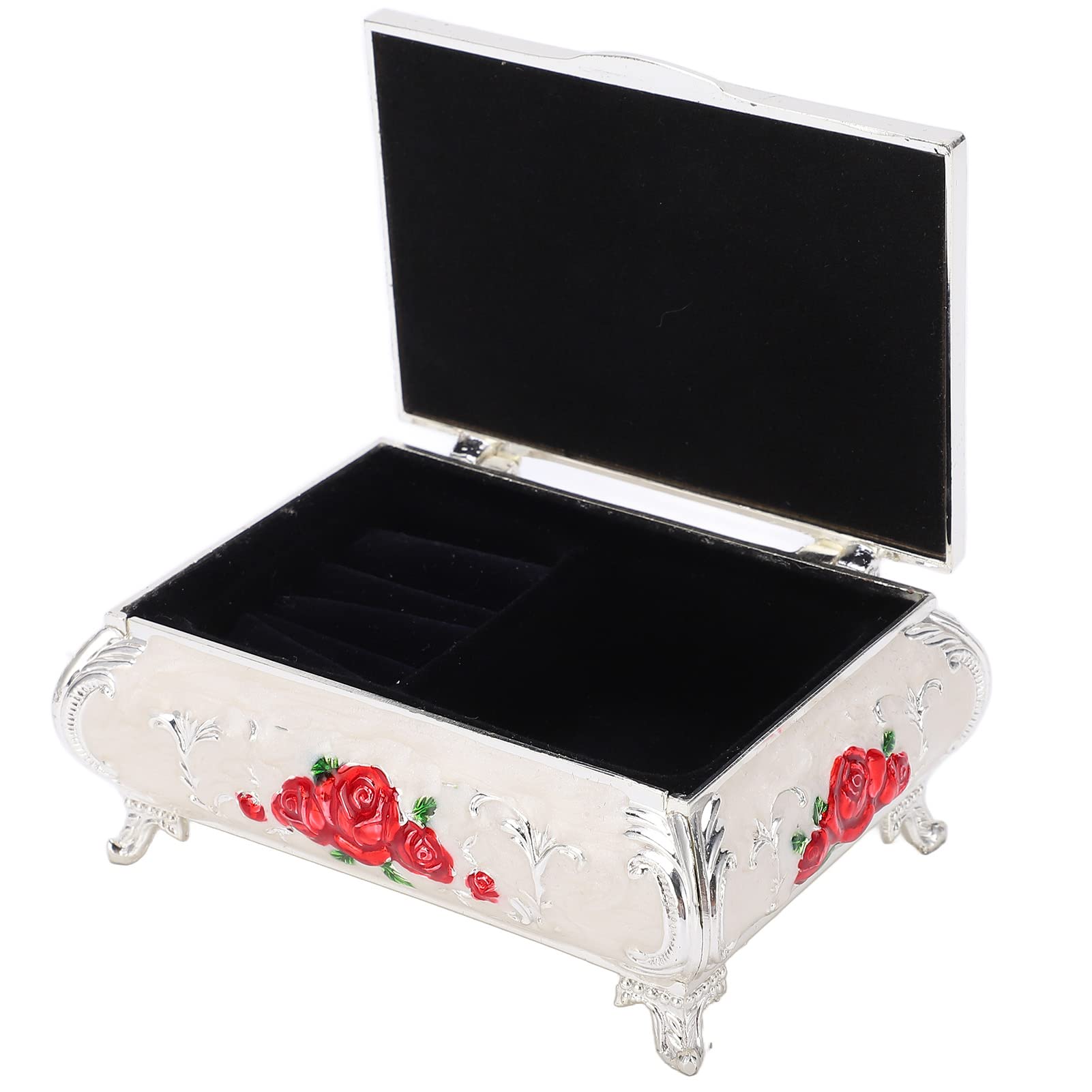 Vintage Jewelry Box - Zinc Alloy Antique Jewelry Organizer with Rich Luster, Soft Interior for Earrings, Rings & Necklaces (Silver/White/Red/Rose) - Perfect for Home Decor, Gift Giving & Jewelry Storage