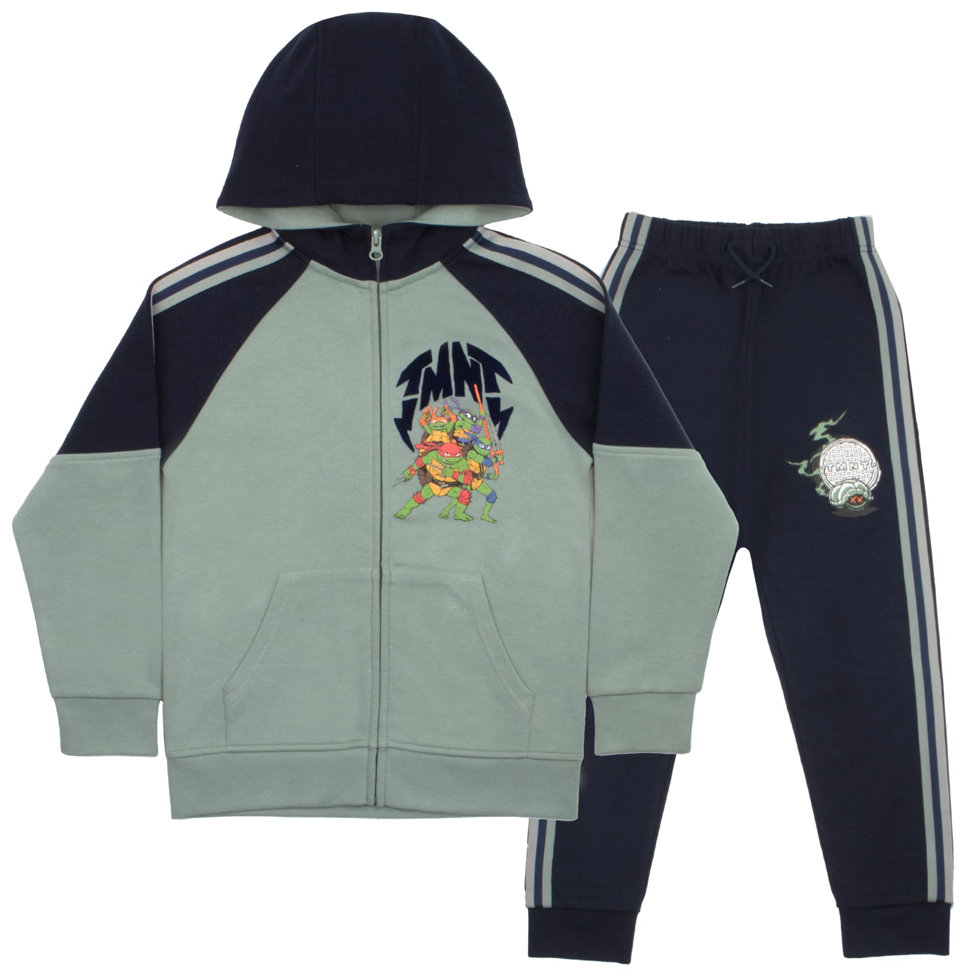 Nickelodeon Teenage Mutant Ninja Turtles Boys' 2-Piece Hoodie & Joggers Set - TMNT Zip-Up Hooded Sweatshirt & Comfortable Sweatpants Bundle for Kids | Perfect for Playdates, School & Casual Wear