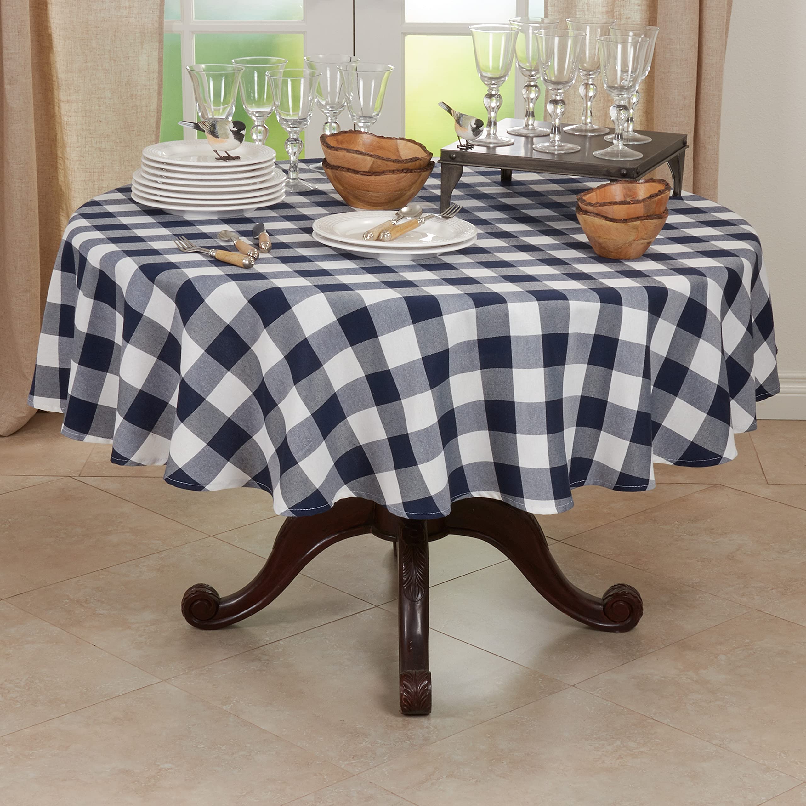Premium SARO LIFESTYLE Cotton Blend Buffalo Plaid Tablecloth - 70