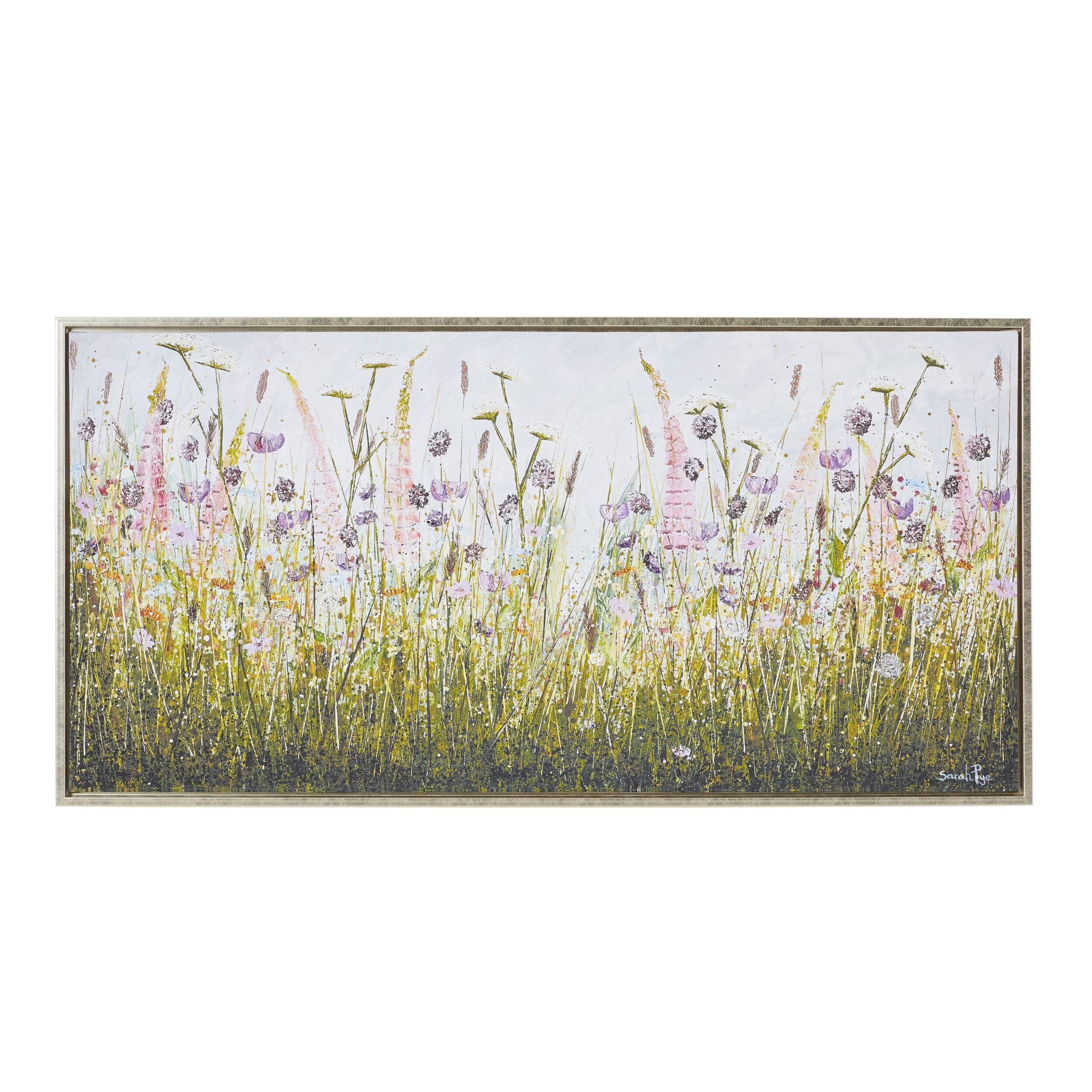 Arthouse Foxglove Haven Framed Print - 39x20 Inch Floral Wall Art Decor for Living Room, Bedroom & Office - Premium Canvas Painting with Wooden Frame