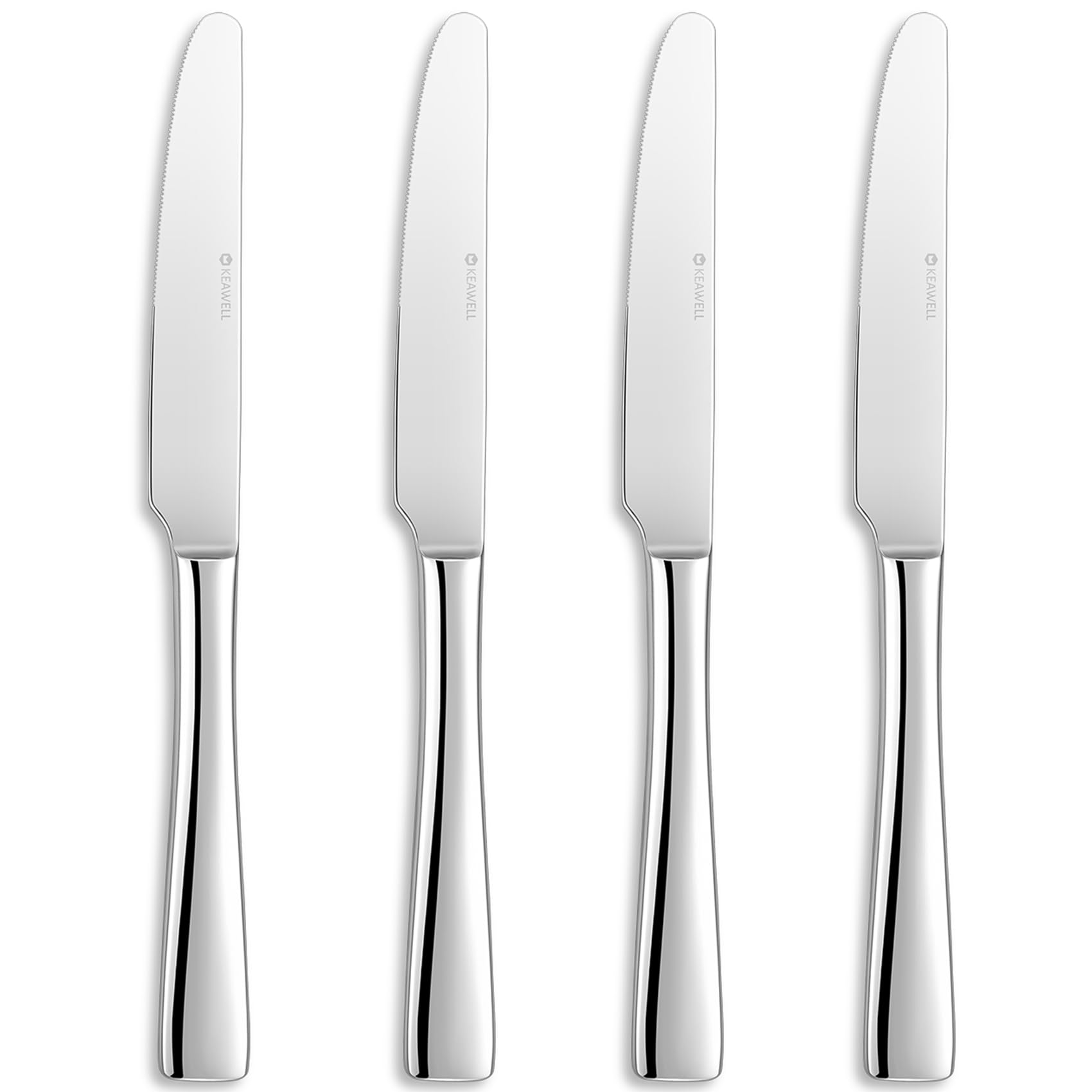 KEAWELL Premium 9.5-Inch Louis Dinner Knives Set of 4 - Stainless Steel Serrated Steak Knives - Dishwasher Safe - Elegant Cutlery for Fine Dining, Restaurants & Home Entertaining