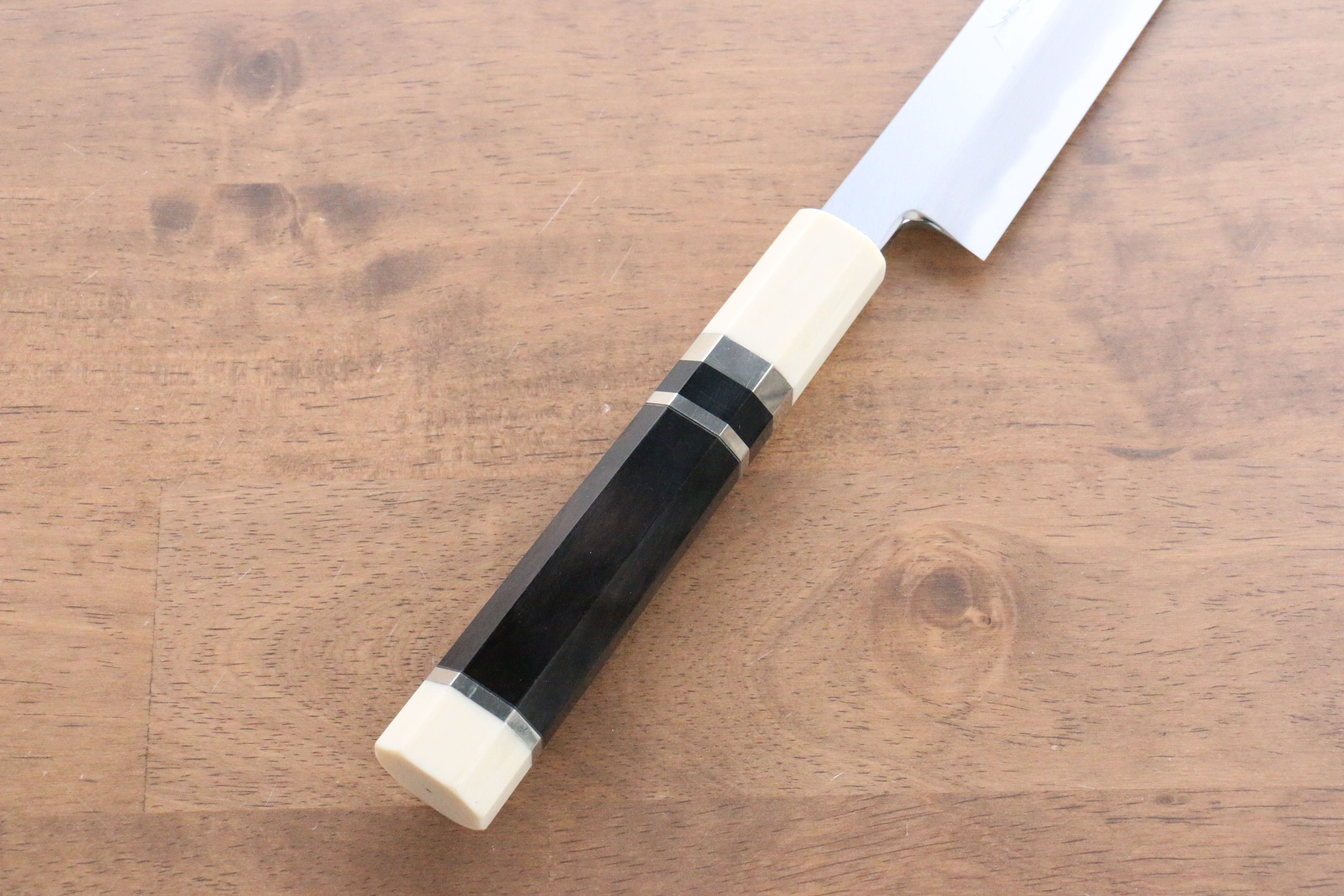 Premium Jikko Shiko Blue Steel Sakimaru Yanagiba 270mm Japanese Sushi Knife - Ebony Wood Handle with Double Ring Design - Perfect for Sushi Chefs & Professional Kitchen Use
