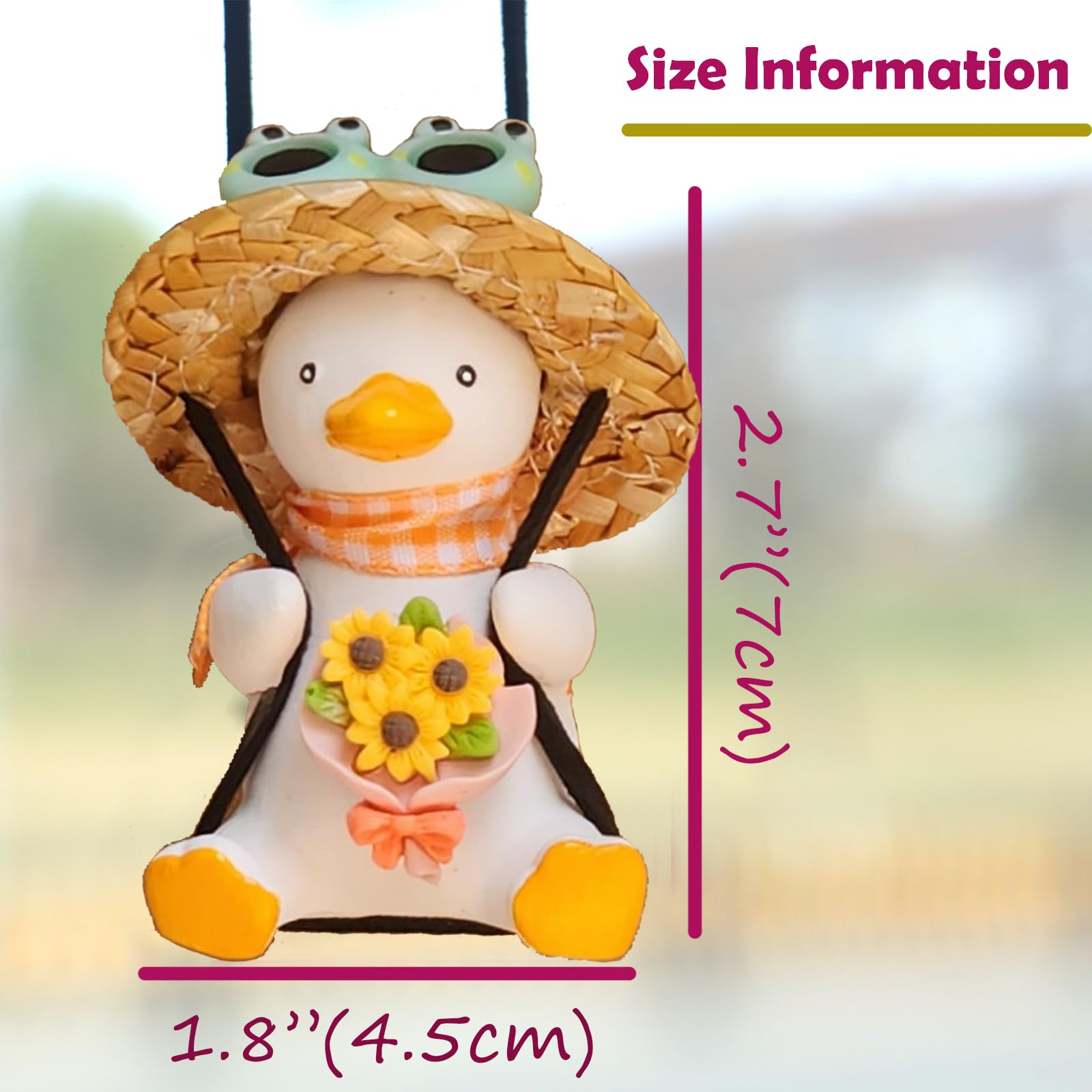 Cool Swinging Duck Car Hanging Ornament - Fun Rear View Mirror Accessory with Sunflower | Cute Interior Decoration for Cars, Trucks & SUVs | Perfect Gift for Car Lovers & Stress Relief While Driving