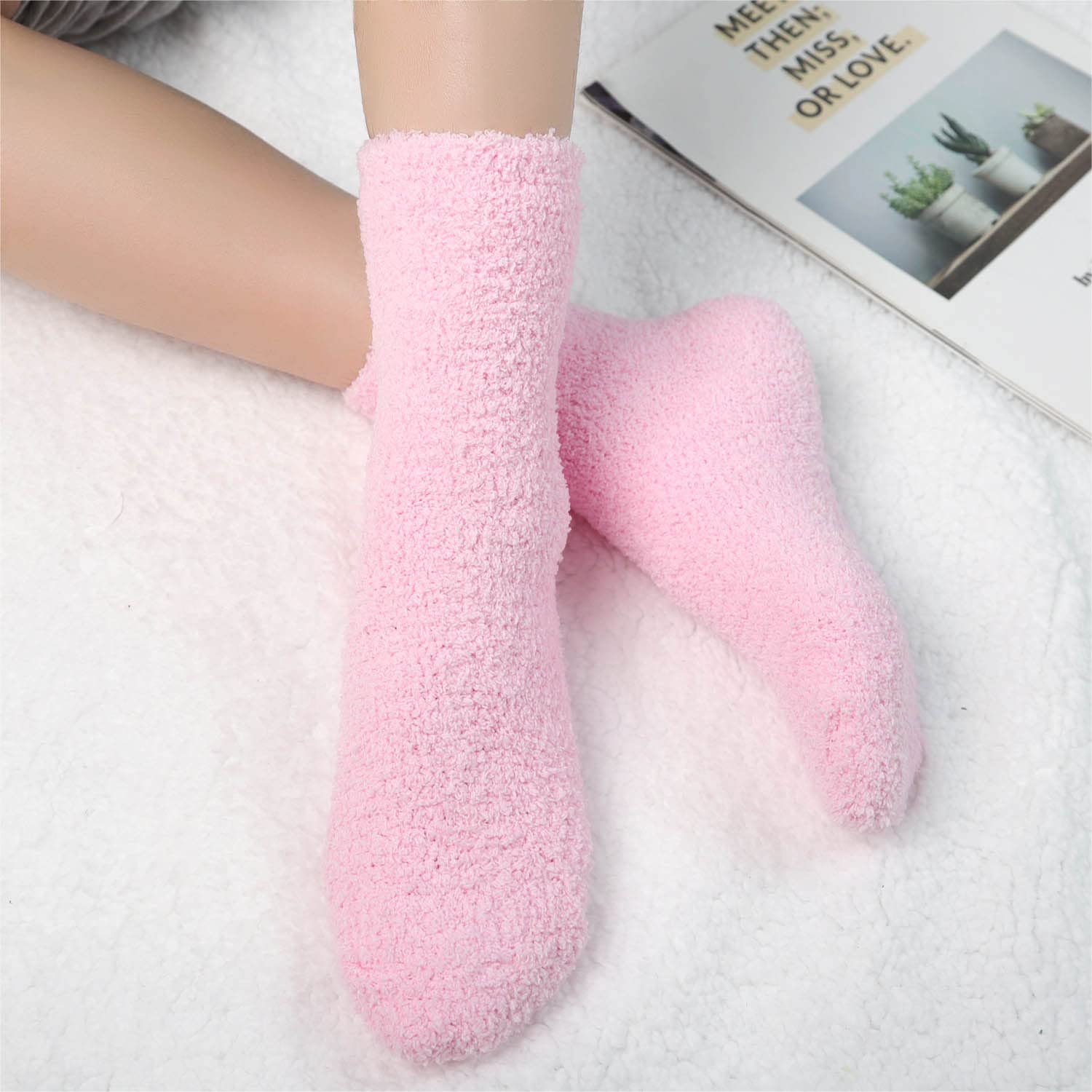 Cozy Plush Slipper Socks for Women - Warm Fuzzy Crew Socks with Non-Slip Sole | Soft Winter Indoor House Shoes for Lounge, Yoga & Home Comfort