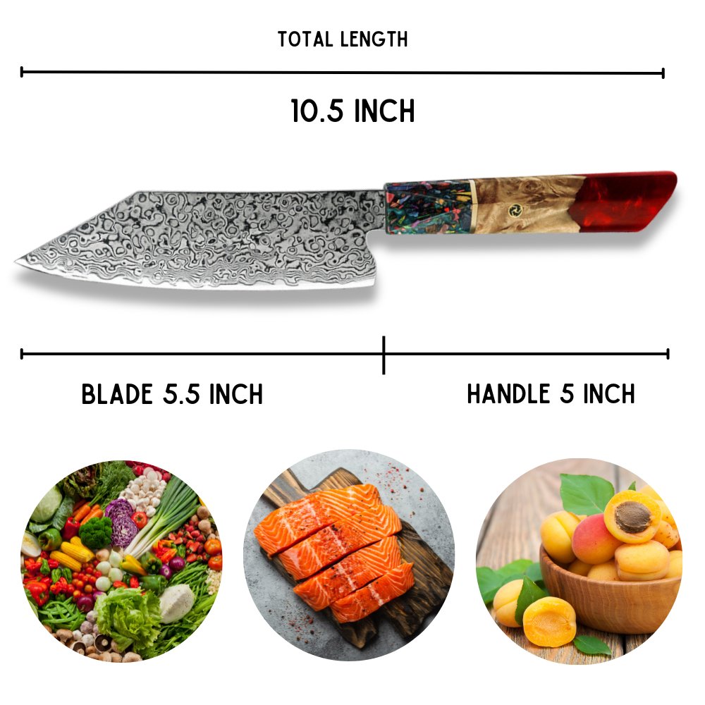 Premium VG10 Stainless Steel Chef Knife 10.5 Inch - Japanese Damascus Blade with Exotic Olive Wood & Resin Handle - Professional Kitchen Knife for Slicing, Dicing & Chopping - Perfect Gift for Home Cooks & Chefs