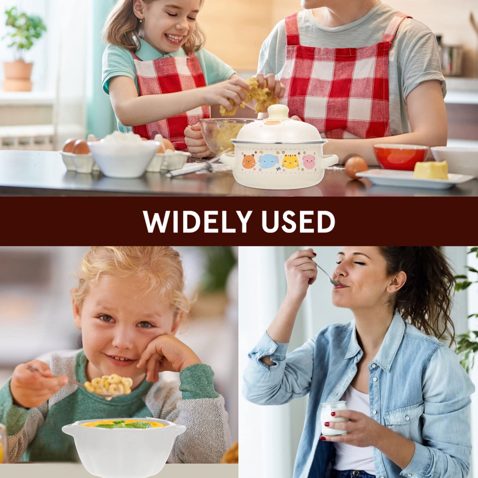 Angoily Porcelain Enamel Stock Pot with Lid - 16cm Ceramic Soup Pot for Stovetop & Oven - Perfect for Cooking Soup, Chicken, Pot Roast & Stews | Durable Kitchen Cookware for Home Chefs