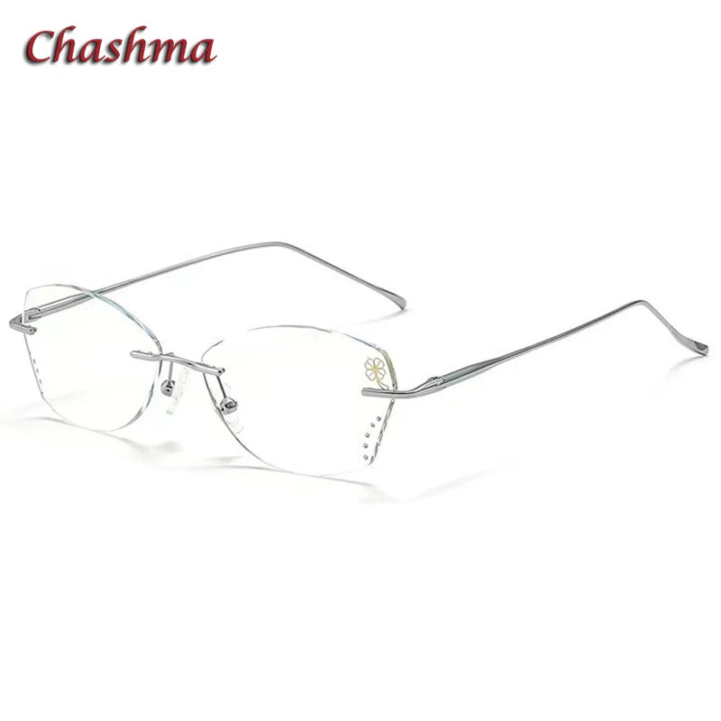 Women's Rimless Butterfly Oval Titanium Eyeglasses Frame 8159 - Lightweight Comfortable Glasses for Reading, Work & Fashion Accessories