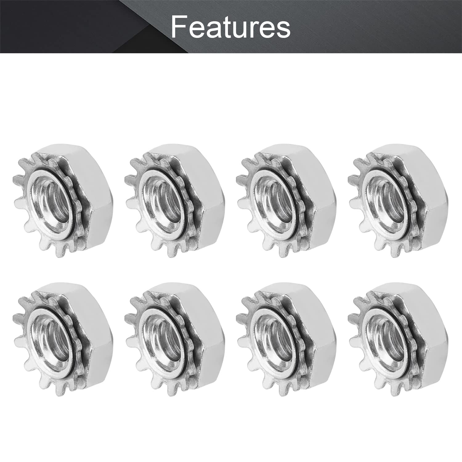 MroMax 10#-24 K-Lock Nuts, 50Pcs - 304 Stainless Steel Keps Lock Nuts for Hardware Fastening | Durable Silver Finish | Ideal for Machinery, Furniture & Electrical Appliances | Secure Fastening Solution for DIY Projects & Industrial Use