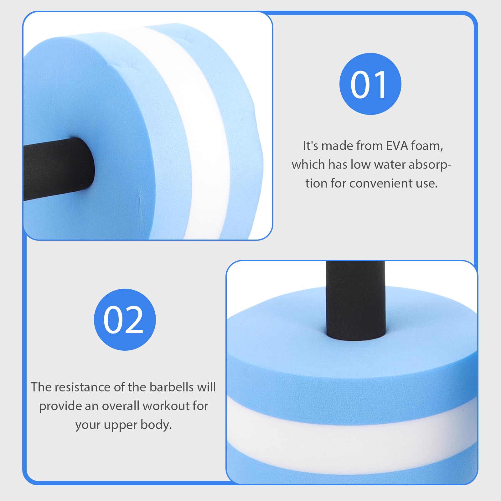 DECHOUS 2Pcs Aquatic Dumbbell Set - Water Weights for Pool Exercise, Water Aerobics & Strength Training - Foam Fitness Equipment for Muscle Building - Perfect for Swimming Pools, Home Workouts & Aquatic Therapy
