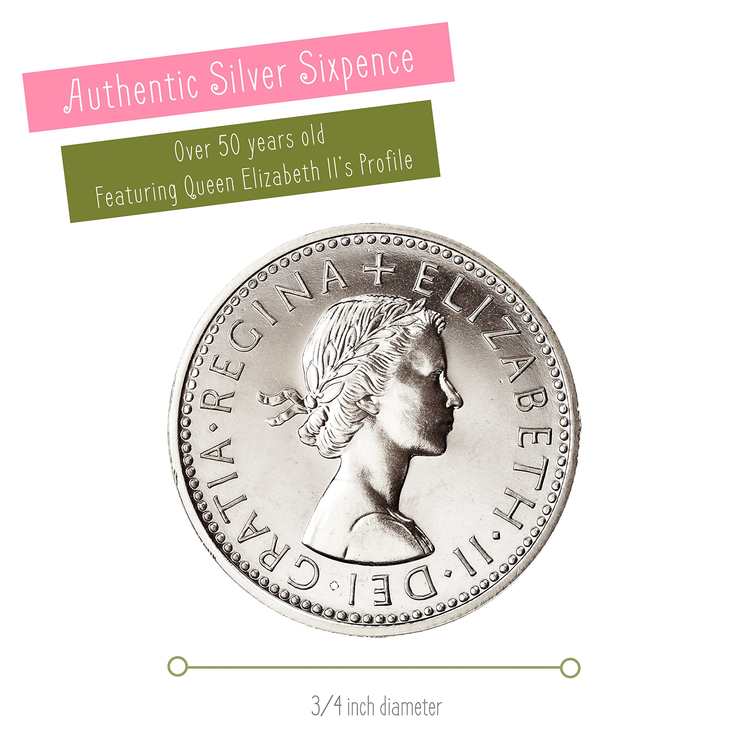 Lucky Silver Sixpence Charm for Bride's Shoe - Wedding Gift, Valentine's Proposal & Bridal Shower Keepsake - Queen Elizabeth Coin in Gift Box with Organza Bag - Made in England - Perfect for 'Something Old' Tradition & Good Luck Charms